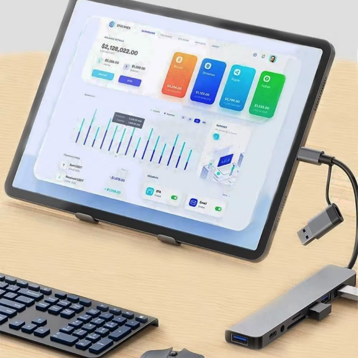 8 in 1 Usb Çevirici Notebook Macbook Type-C Uyumlu Görüntü Aktarıcı Hub — Veyo — görsel 4