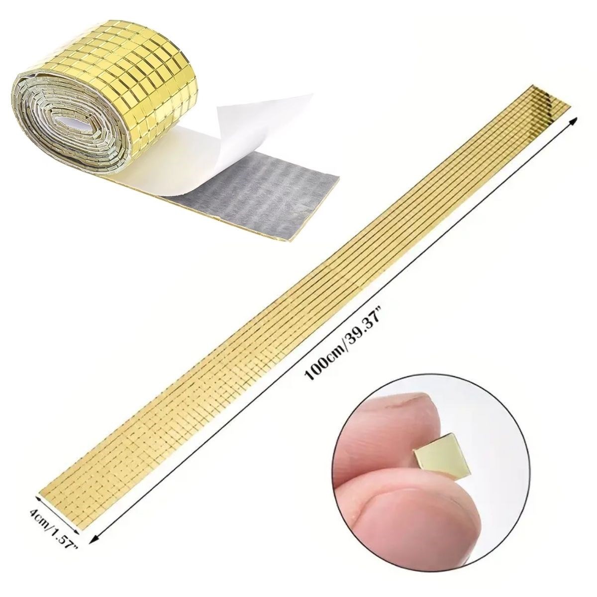 1 Metre Uzunluğunda Gold Renk Aynalı Mozaik Taşlı Dekor Bandı 4 cm x 1 mt — Veyo — görsel 5