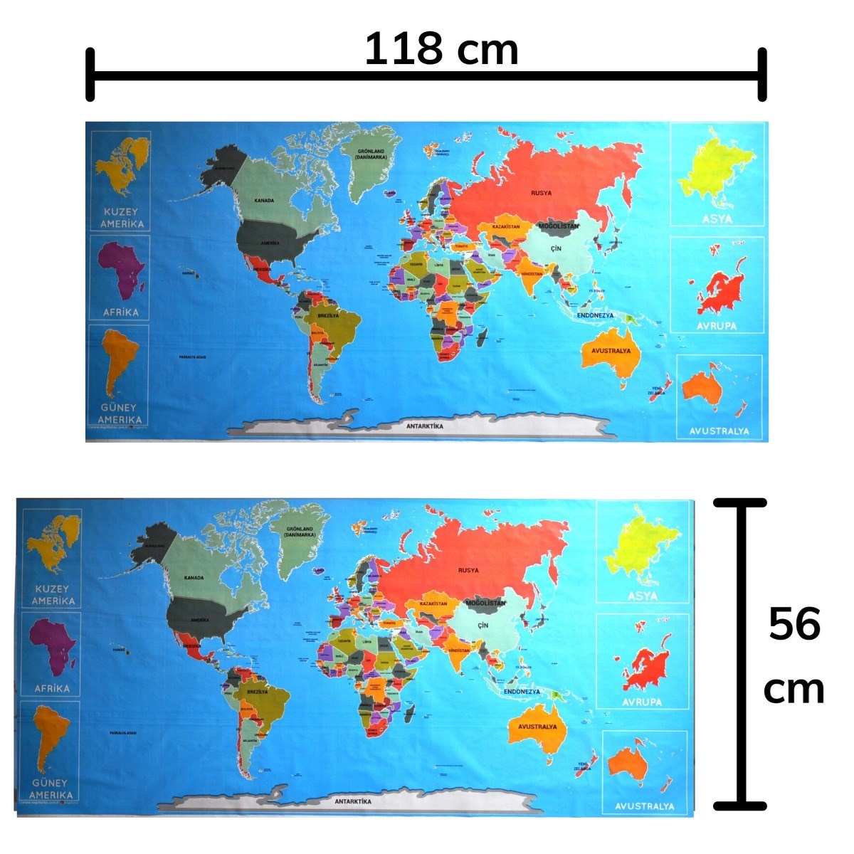 Renkli Atlas Dünya Haritası Manyetik Yapıştırıcı Gerektirmeyen Duvar Stickerı 118 CM * 56 CM — Veyo — görsel 7