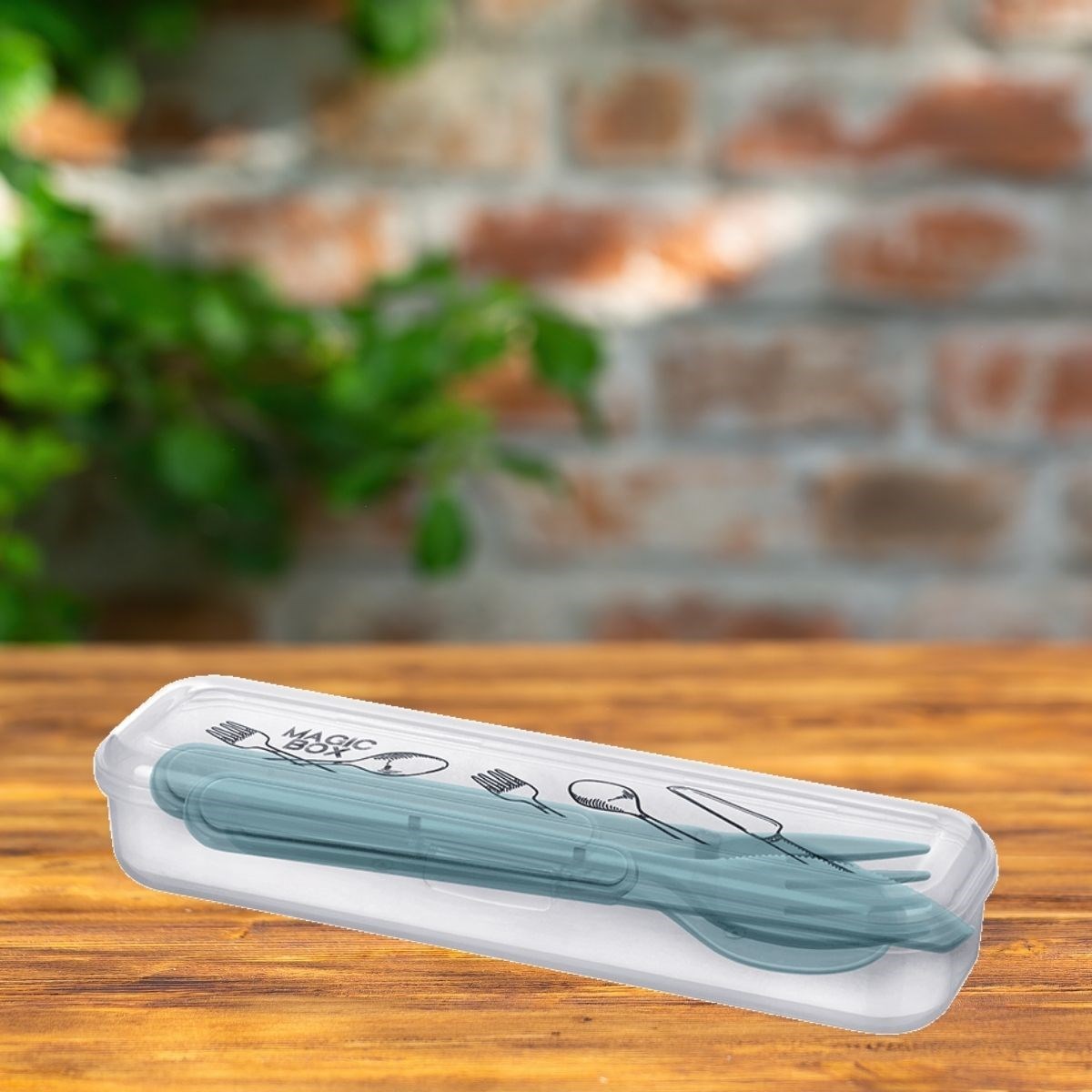 Kendiliğinden Kutulu Hijjenik Plastik Piknik Tipi Çatal Kaşık Bıçak Seti — Veyo — görsel 4