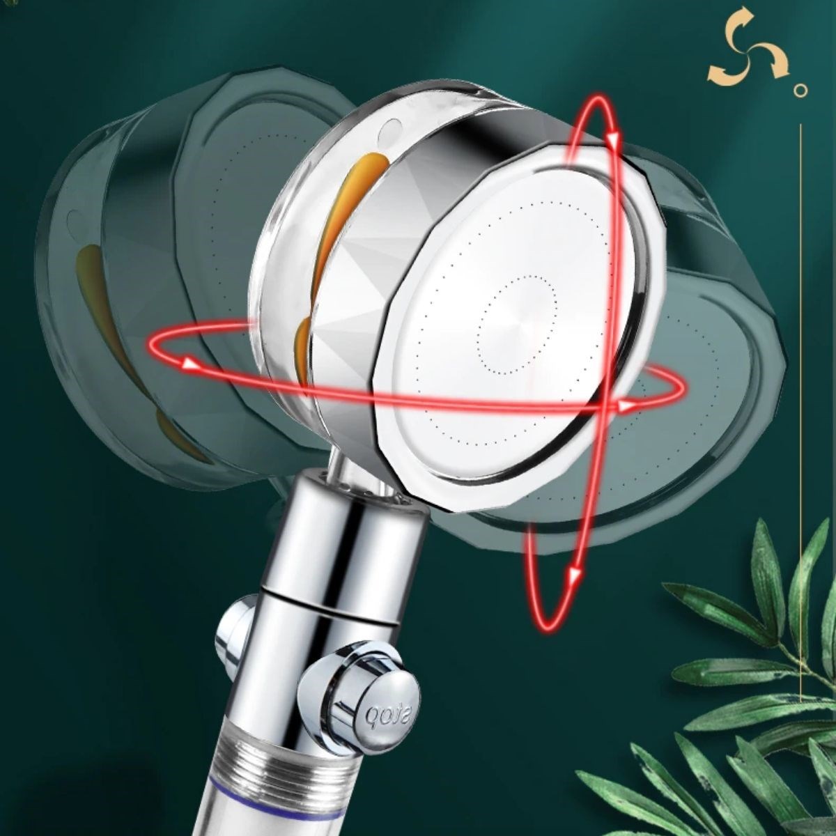 BUFFER® Turbo Pervaneli ve Filtreli Su Tasarruflu 360 Derece Dönebilen Tazyikli Duş Başlığı