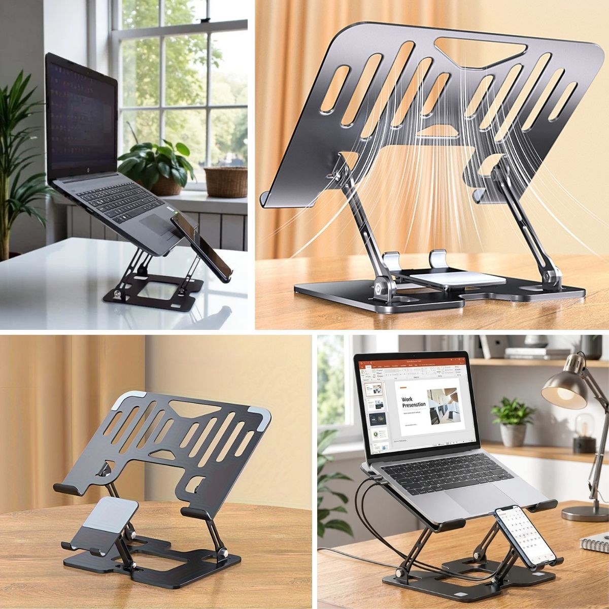 2’si 1 Arada Laptop ve Telefon Standı – AlüMetal Ayarlanabilir,Katlanabilir,Ergonomik Yükseltici — Veyo — görsel 4