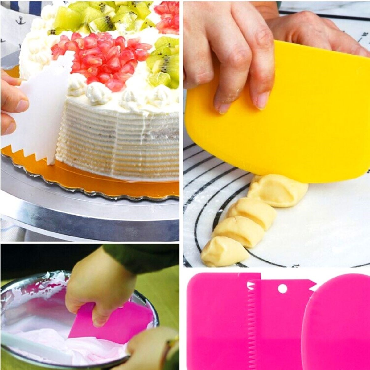 Pasta Hamur Şekillendirici Spatula Kesici Kazıyıcı Dekoratör Set — Veyo — görsel 2
