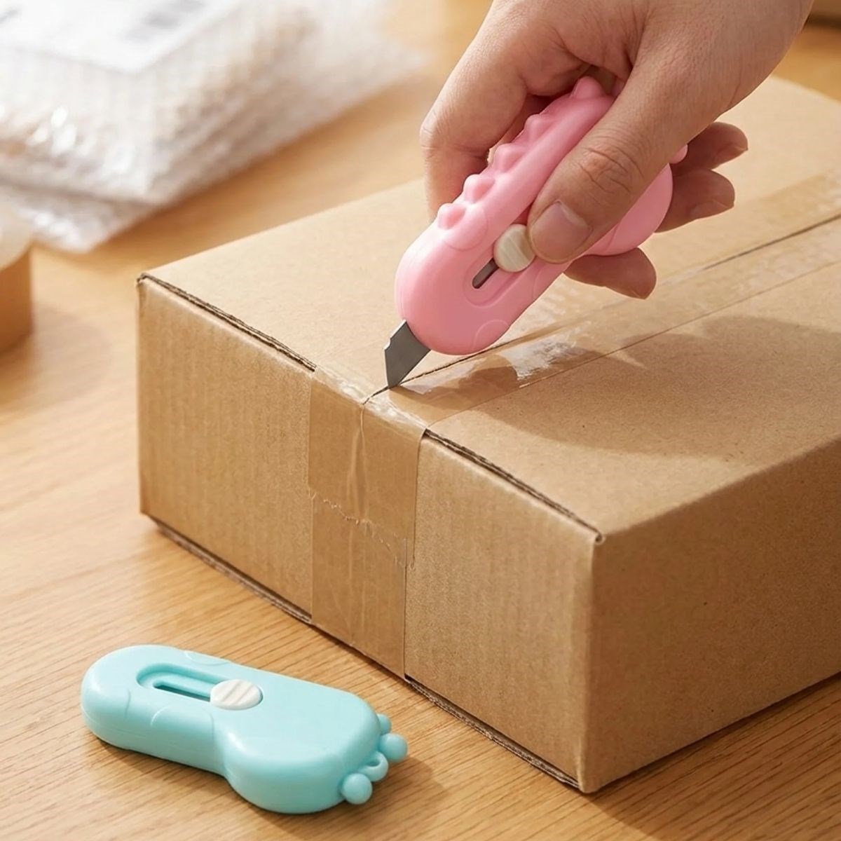 Dinozor Tasarımlı 2’li Mini Makas ve Falçata Seti – Pratik Kargo Paket Açıcı Aparat — Veyo