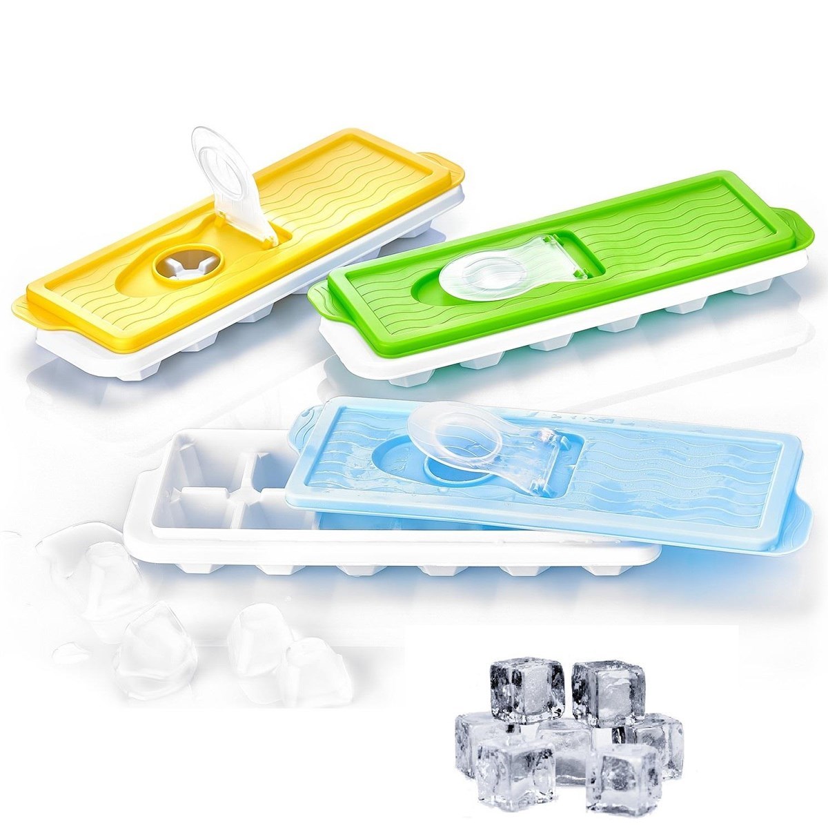 12li Kapaklı Yapışmaz Silikon Tabanlı Plastik Küp Buz Kalıbı — Veyo — görsel 6