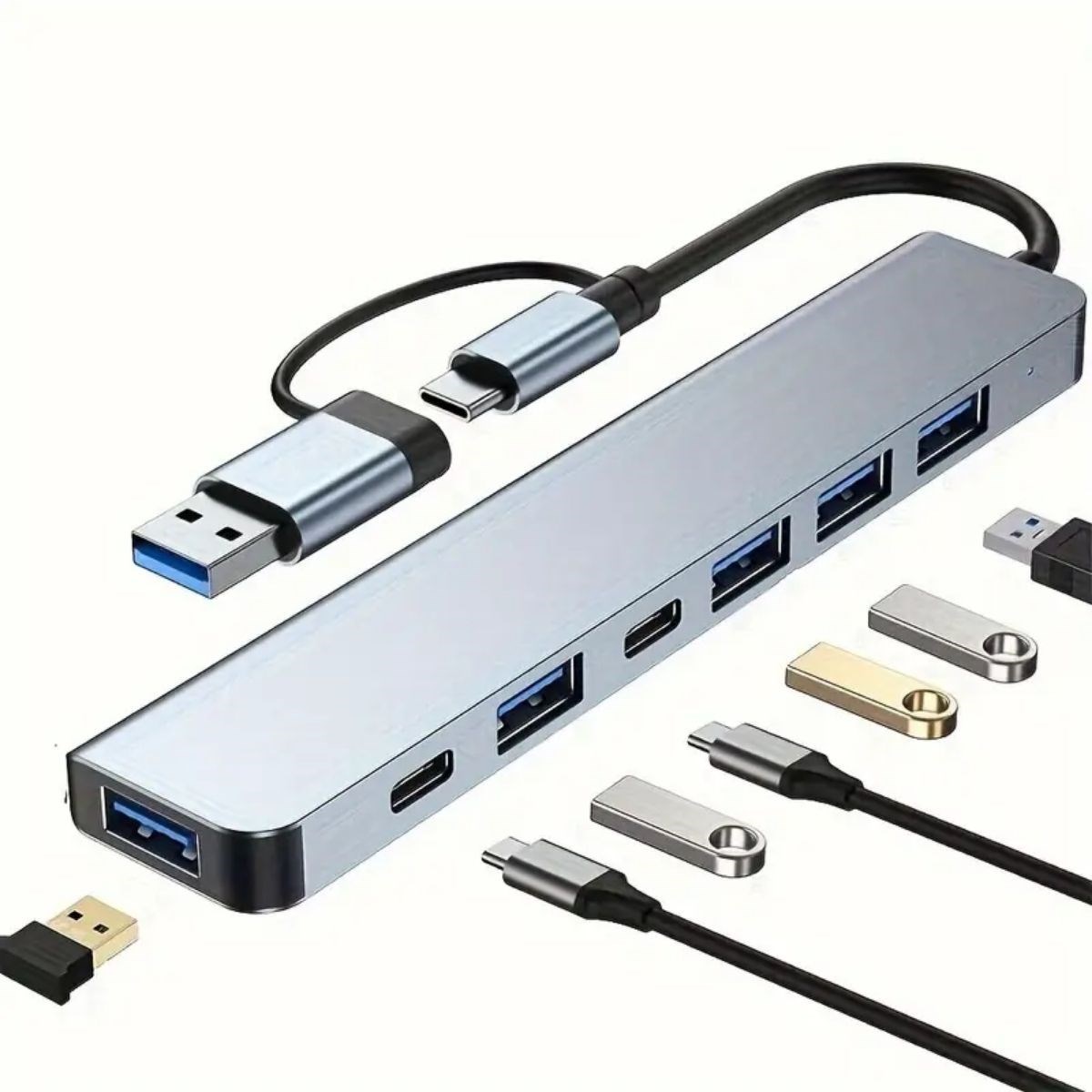 8 in 1 Usb Çevirici Notebook Macbook Type-C Uyumlu Görüntü Aktarıcı Hub — Veyo