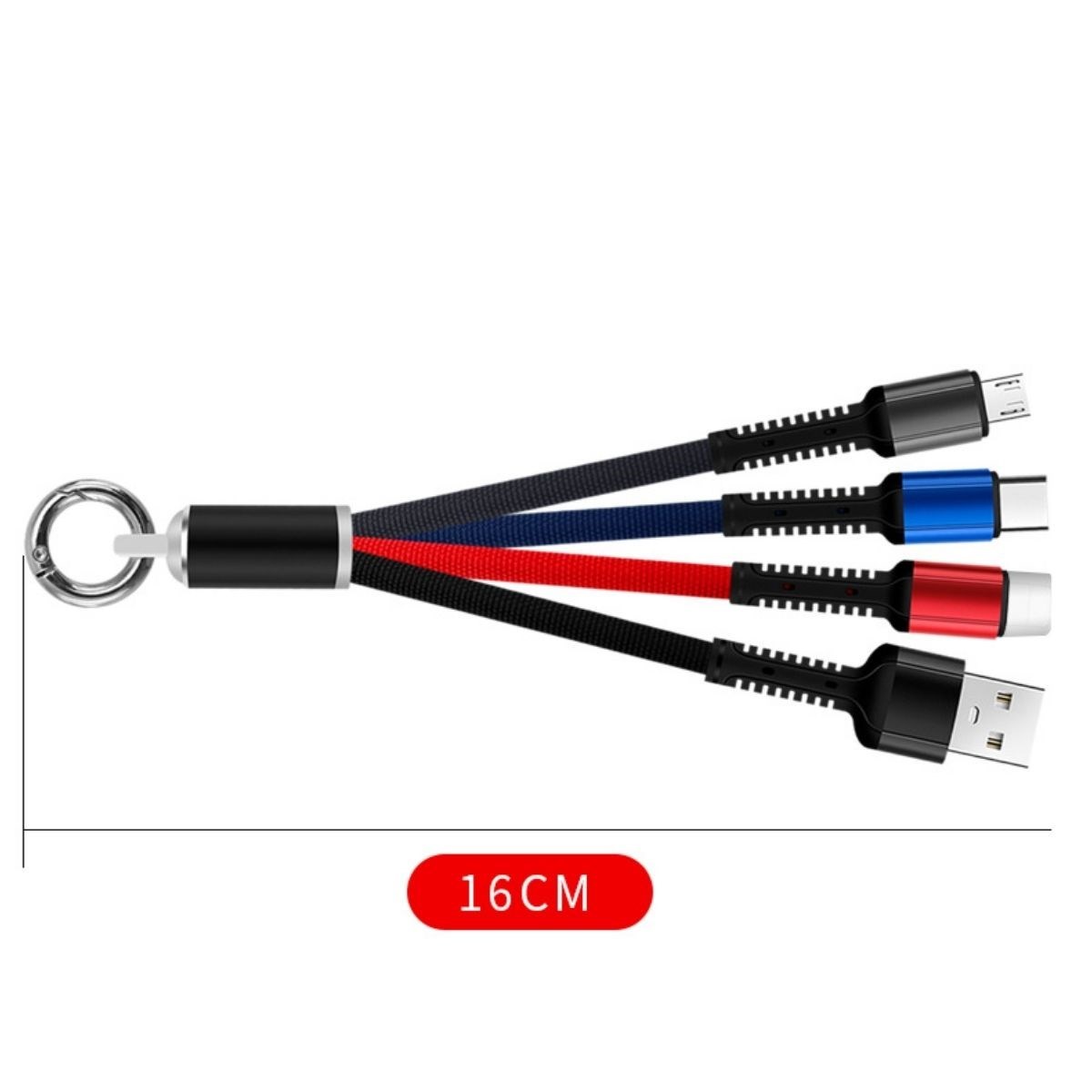 Işıklı Anahtarlık Model 3 in 1 USB Çıkışlı MİKRO,TYPE-C ve İphone Uyumlu Şarj Kablosu — Veyo — görsel 5