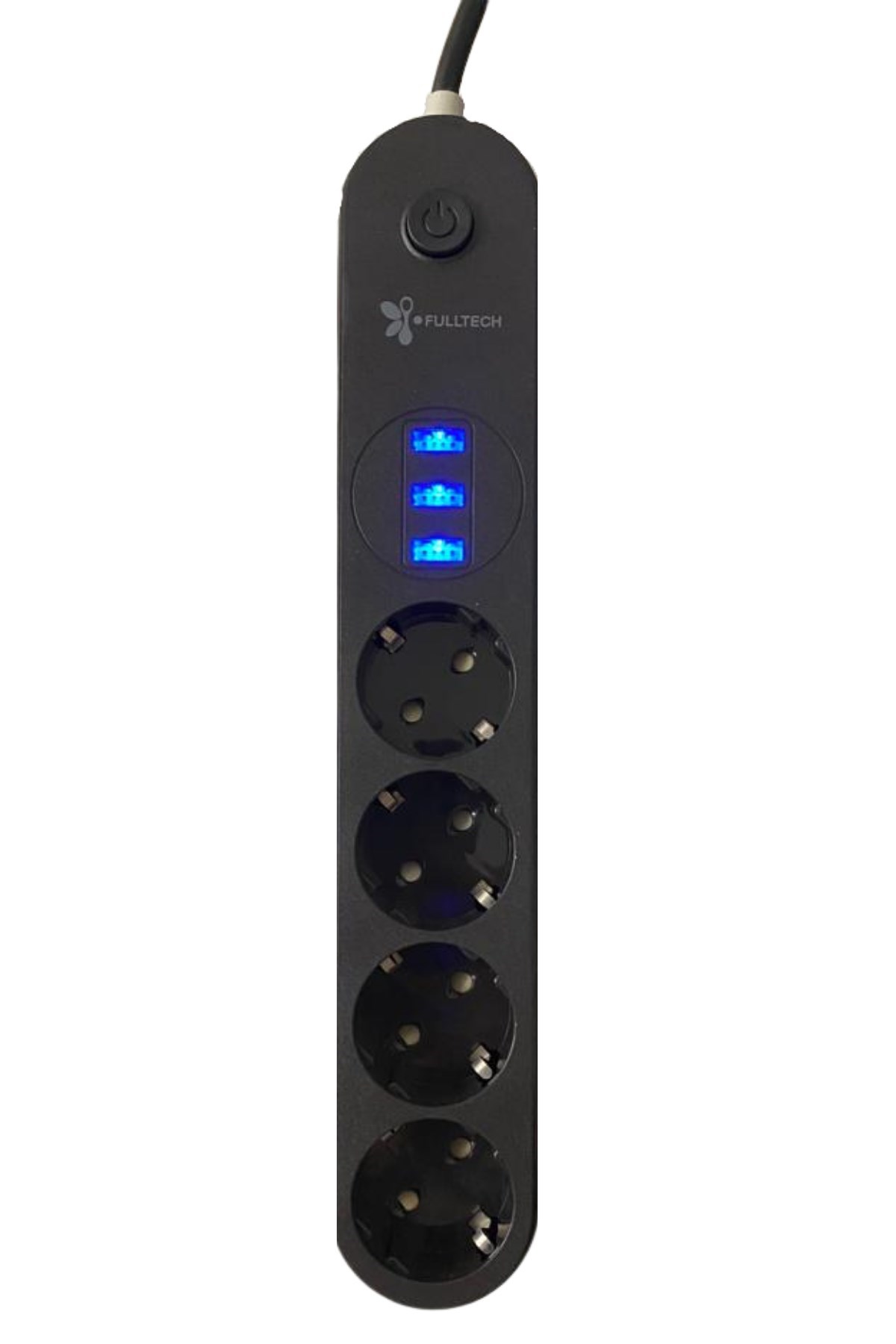4lü Siyah Anahtarlı 3 USB Li Akım Korumalı Topraklı Çocuk Korumalı Grup Priz 2 Metre — Veyo — görsel 4