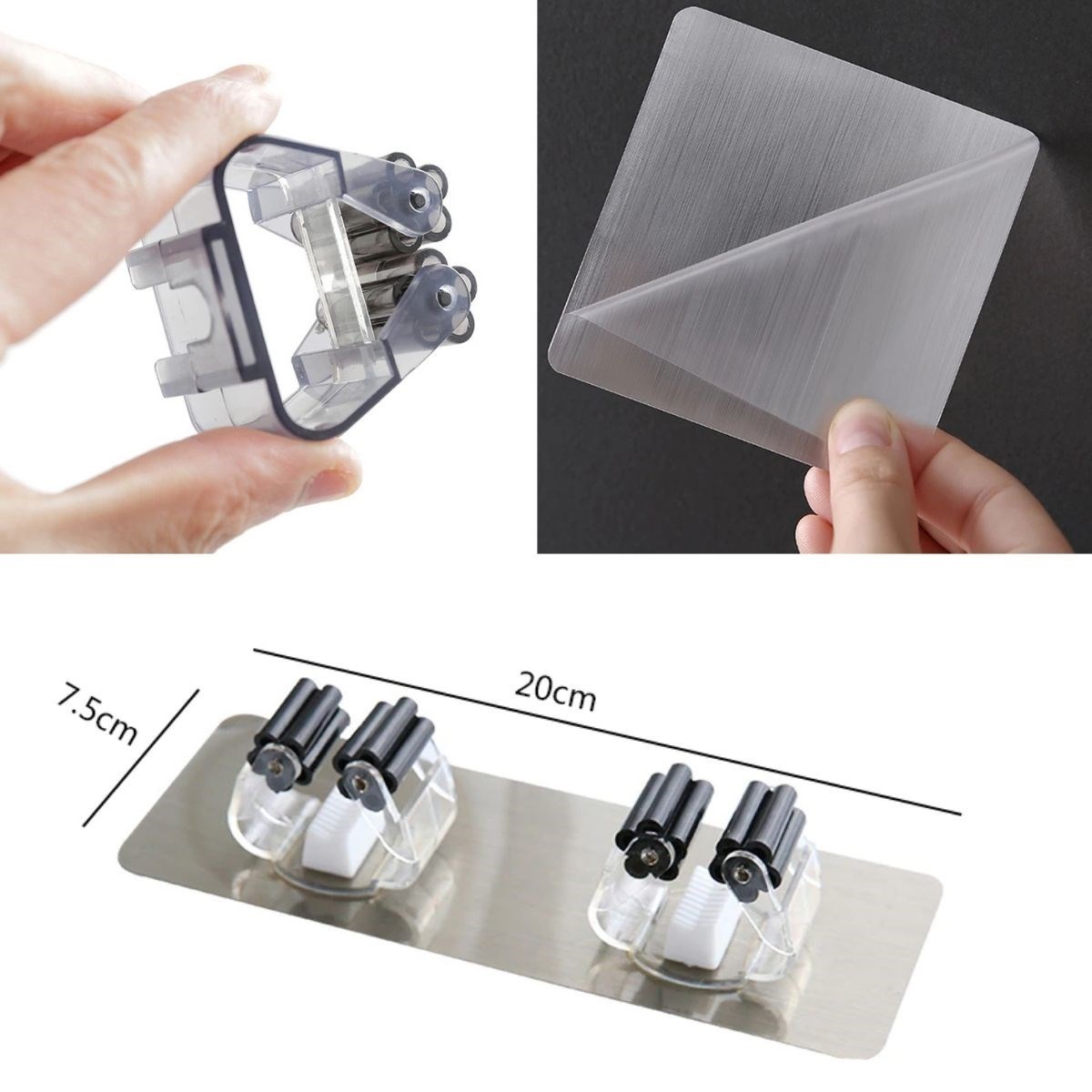 Pratik Organizer 4lü Yapışkanlı Fırça Paspas Mop Fırça Sabitleyici Ergonomik Alet Aparatı — Veyo — görsel 5
