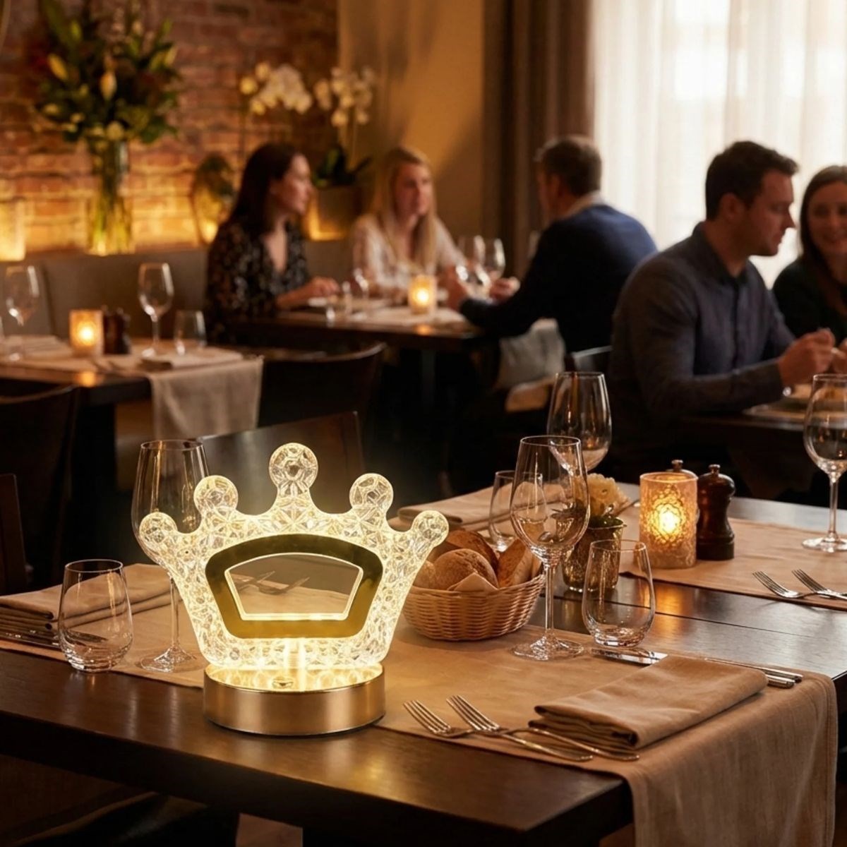 Kral Tacı Model Kristal LED Masa Lambası – Dokunmatik, 3 Renk Işık Modlu, Şarjlı Mini Dekoratif Gece Lambası — Veyo — görsel 2
