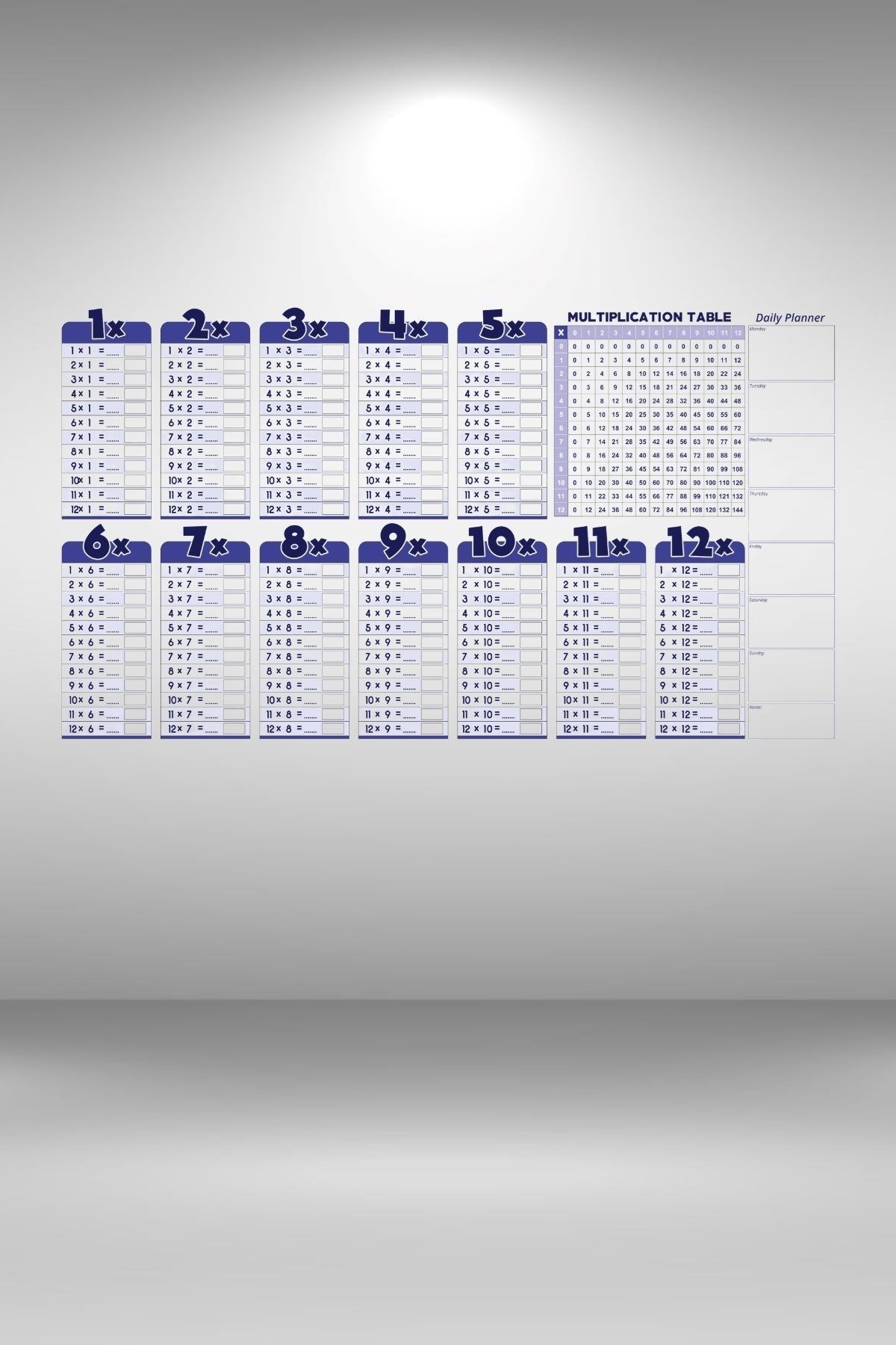 Statik Akıllı Kağıt Ingilizce Çarpım Tablosu 100x56 Cm — Veyo — görsel 6