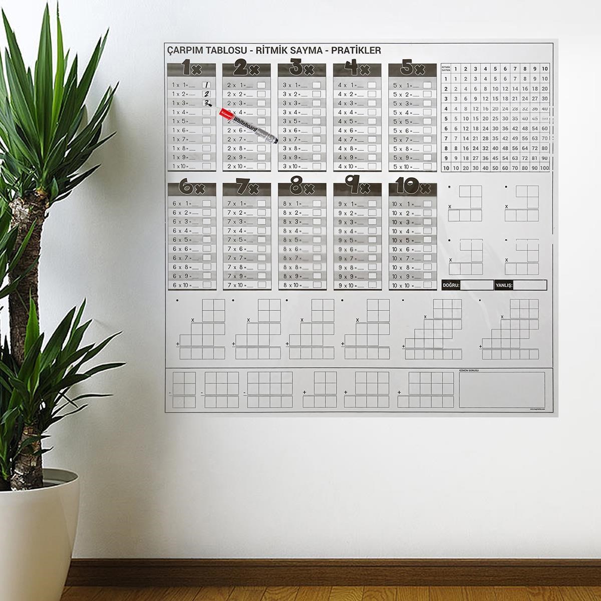 Çarpım Tablosu Ezberleme Manyetik Duvar Stickerı 105 x 100 cm — Veyo — görsel 6