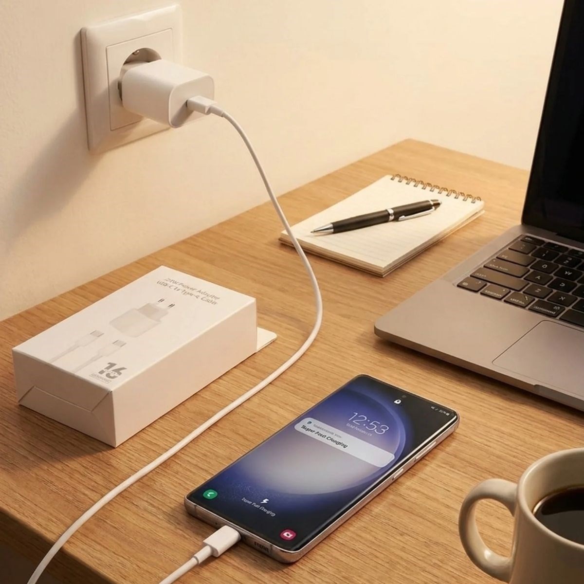 25W Hızlı Şarj Adaptörü USB-C to Type-C Kablolu – PD Destekli, Süper Hızlı Şarj Cihazı — Veyo — görsel 2