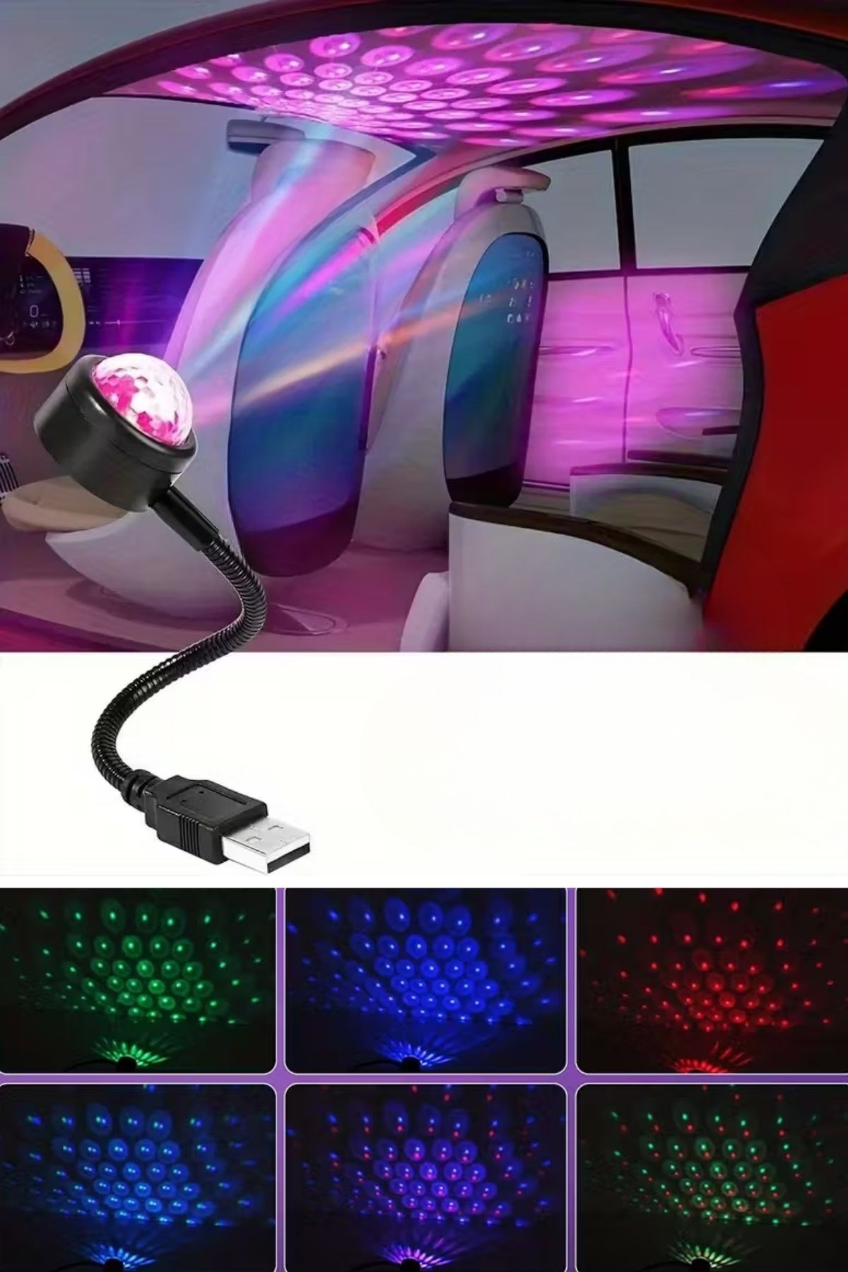 USB Sese Duyarlı 8 Farklı Mod Işıklı LED Atmosfer Işığı – Ambiyans Aydınlatması — Veyo — görsel 6