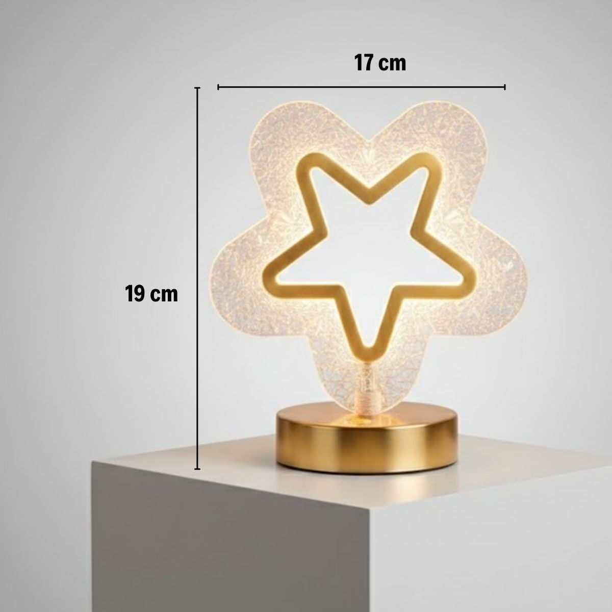 İçi Boş Yıldız Şeklinde Kristal LED Masa Lambası – Dokunmatik, 3 Renk Işık Modlu, Şarjlı Mini Dekoratif Gece Lambası — Veyo — görsel 5