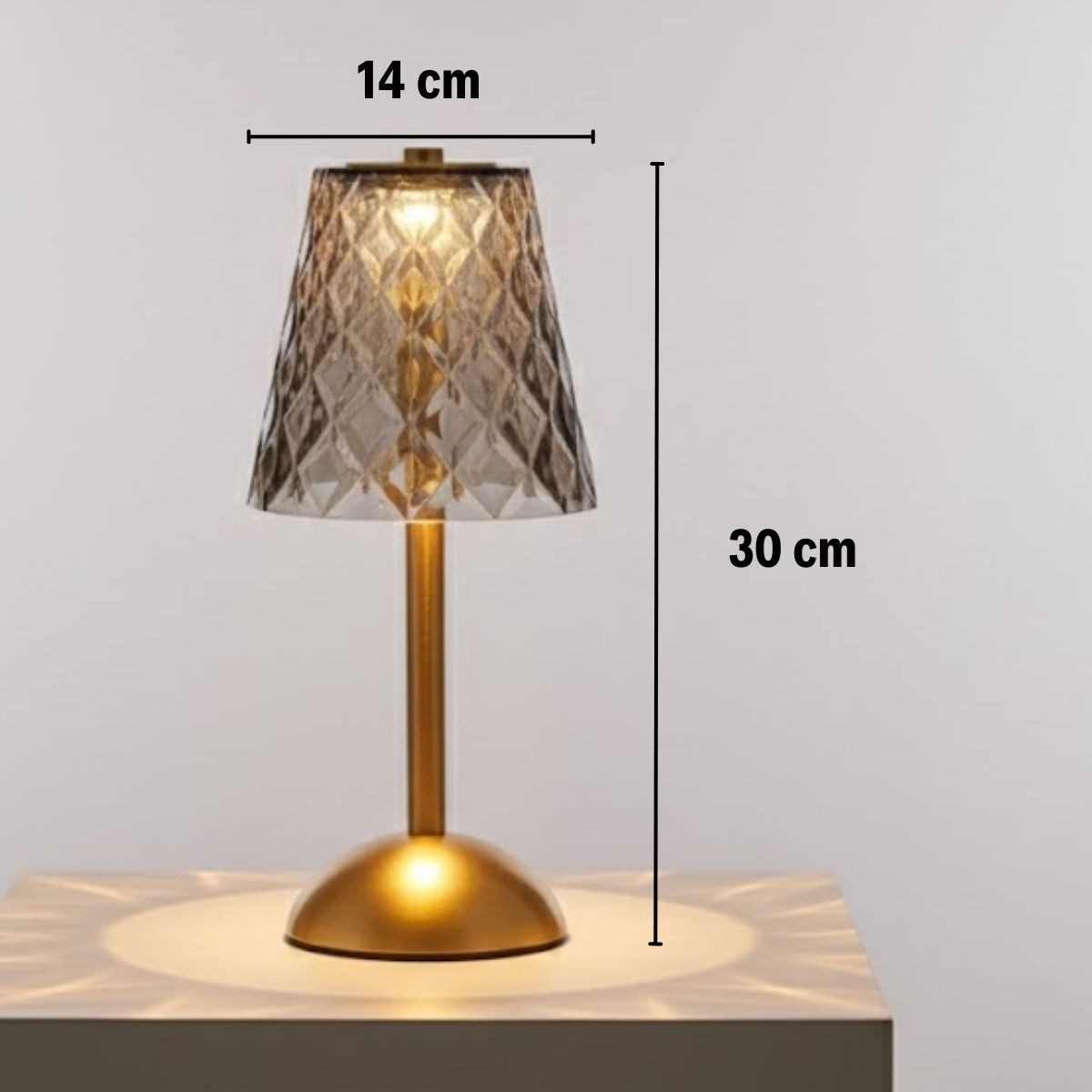 Uzun Klasik Gri Baklava Model LED Masa Lambası – Dokunmatik, 3 Renk Işık Modlu, Şarjlı Dekoratif Gece Lambası — Veyo — görsel 5