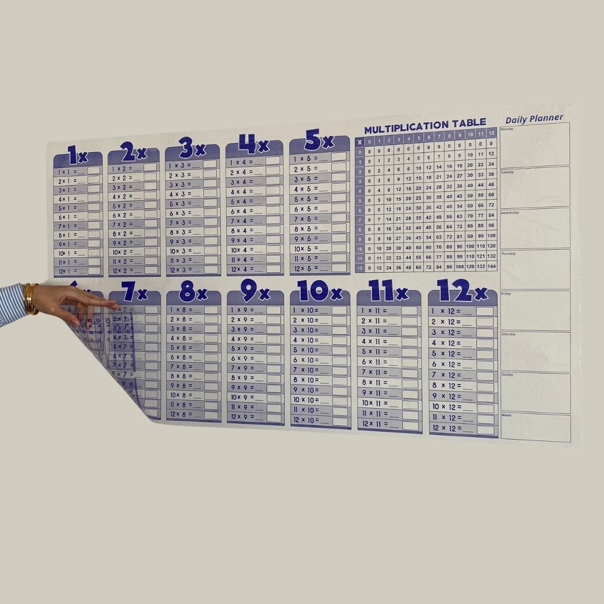 Statik Akıllı Kağıt Ingilizce Çarpım Tablosu 100x56 Cm — Veyo — görsel 4