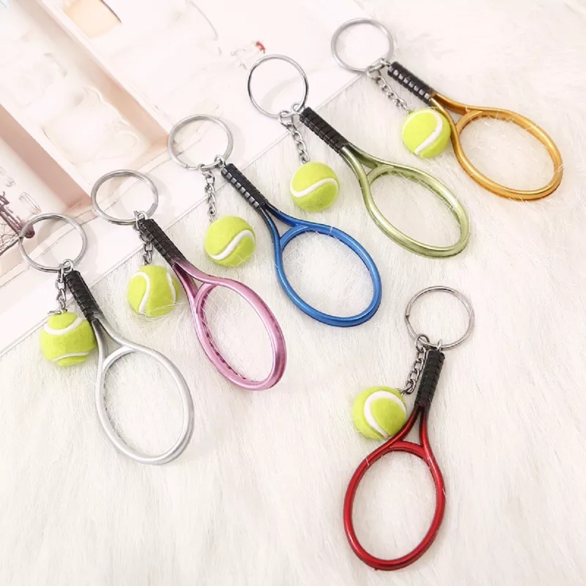 Gerçekçi Tenis Raketi Tasarımlı Şık Anahtarlık Kolye Çanta Süsü Tennis Keychain — Veyo — görsel 2