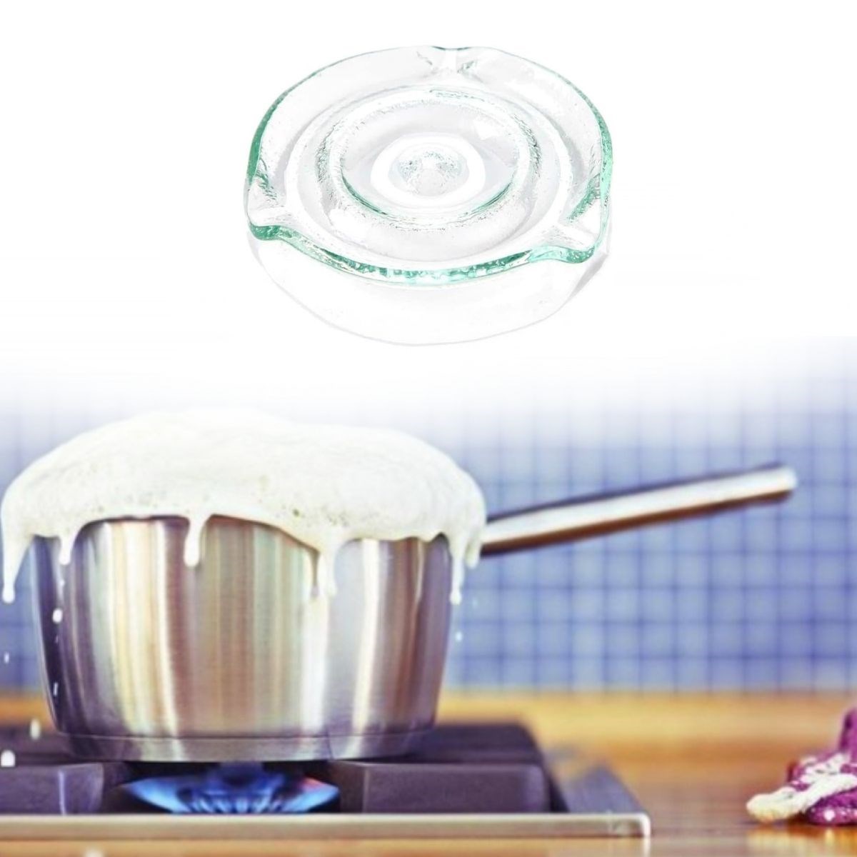 BUFFER® Cam Süt Kaynatma ve Taşma Önleyici Aparat – Süt Taşırmaz Güvenli Kaynatma,Isıya Dayanıklı Cam