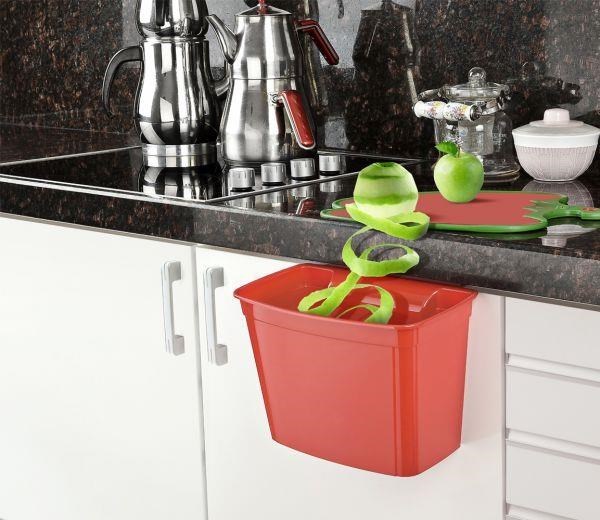 Dolap Kapağına Asılabilen Kapaklı Pratik Çöp Kovası Mutfak İçin Kullanışlı Dayanıklı Plastik Atık