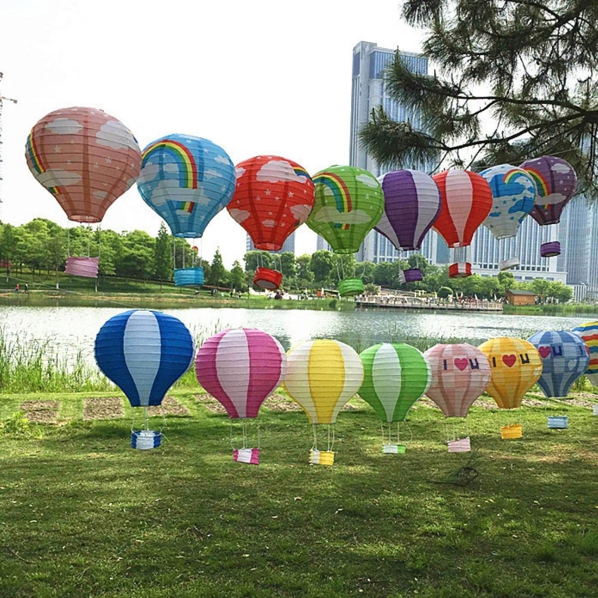 Dekoratif Renkli Kağıt Dilek Feneri Balonu Renkli Uçan Balon — Veyo — görsel 7