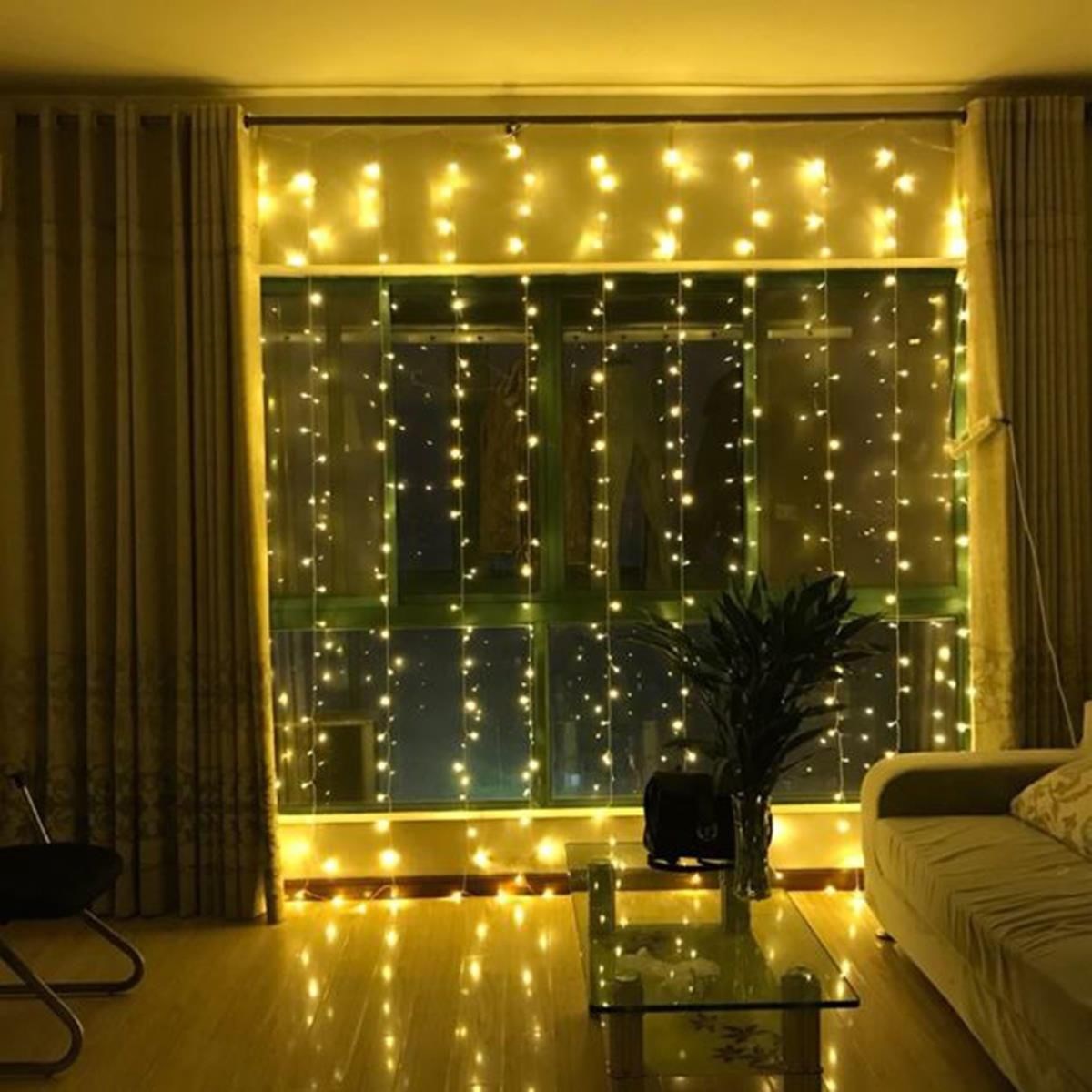 8 Fonksiyonlu 200 Led 10 Saçak Şerit Led 2x2 Perde İp Led (Gün Işığı) — Veyo — görsel 3