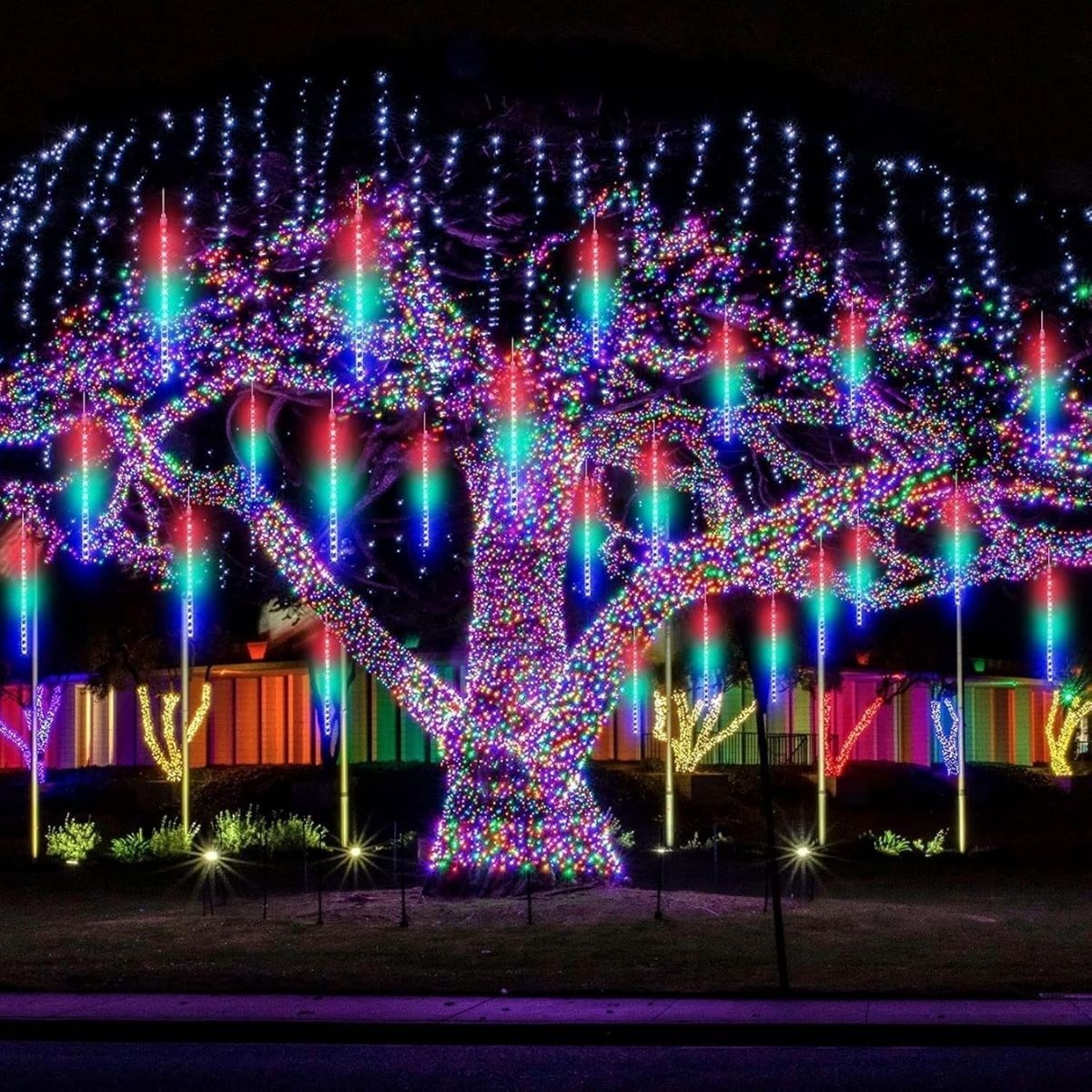 10'lu 45 CM Uzunluğunda Plastik Meteor 2m Kablo LED USB RGB Ağaç Işığı – Renk Değiştiren Asmalı Dekoratif Bahçe ve Dış Mekan Aydınlatması