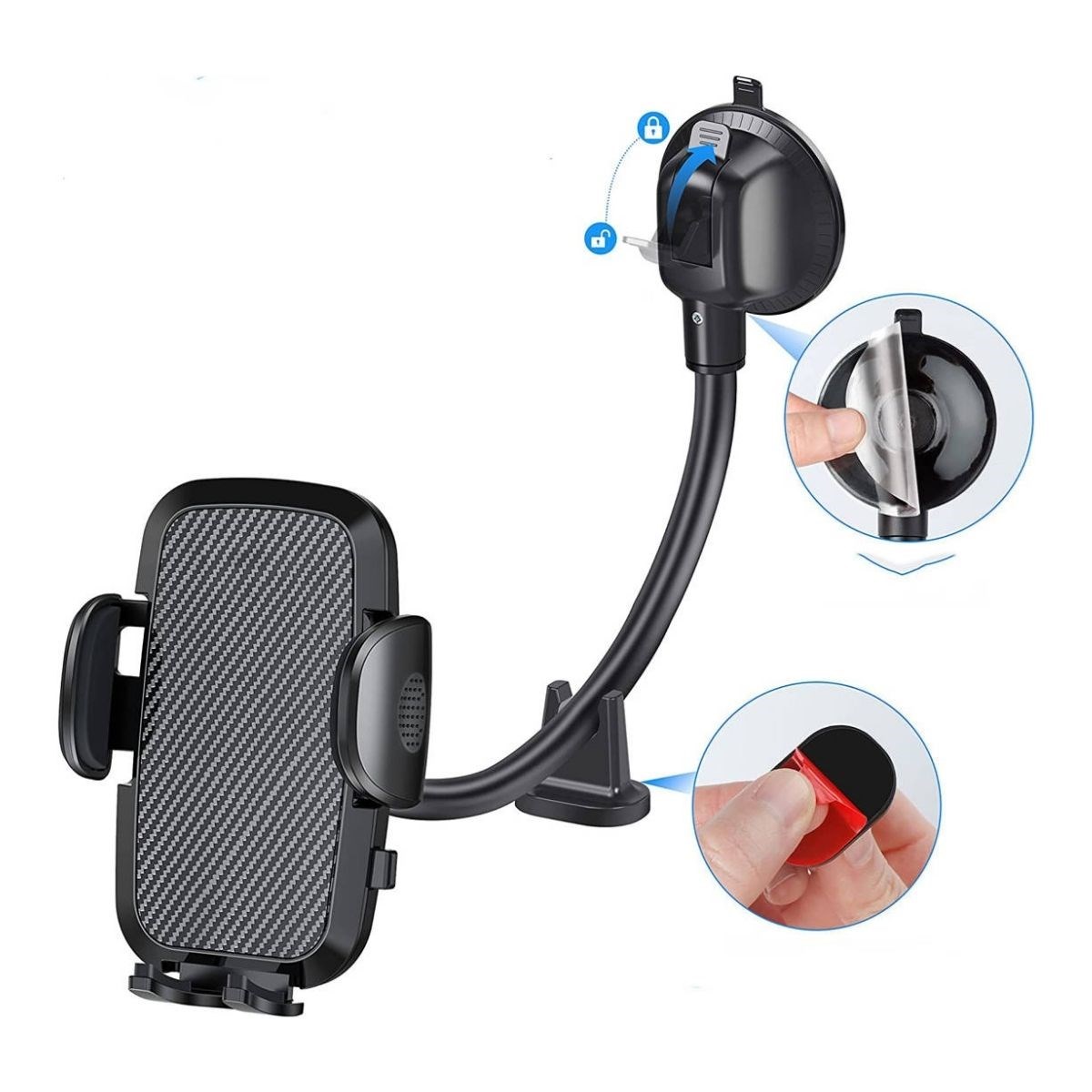 Ayarlanabilir Vakum Kilitli Cam Ve Torpidoya Takılabilen Telefon Tutucu — Veyo — görsel 4