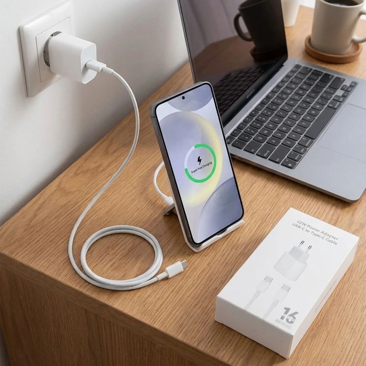 25W Hızlı Şarj Adaptörü USB-C to Type-C Kablolu – PD Destekli, Süper Hızlı Şarj Cihazı — Veyo — görsel 3