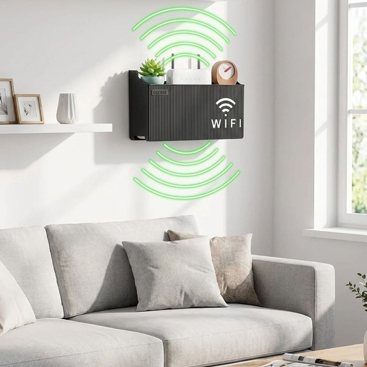 Duvar Tipi Wi-Fi Modem Saklama Kutusu(Siyah) – Kablo Düzenleyici Router Raf Organizer — Veyo — görsel 2