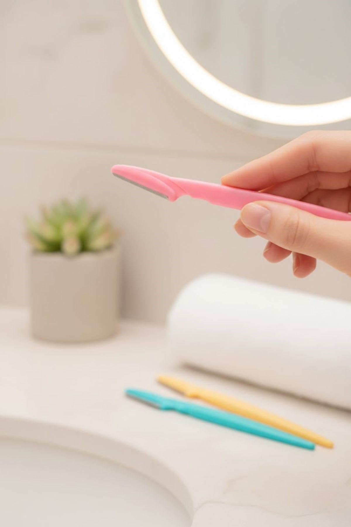 BUFFER® 3’lü Kadın Kaş Usturası Seti – Hassas Ciltler İçin Güvenli Yüz Tüy Temizleme Bıçağı