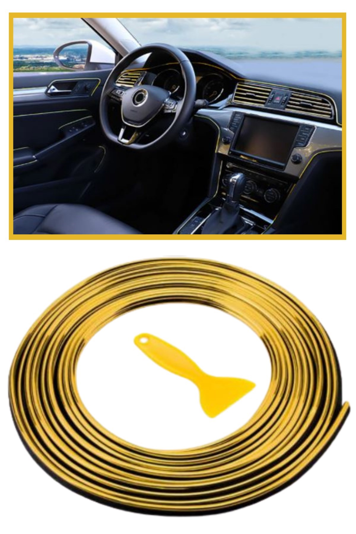 Gold Araba Oto Trim Dekorasyon Şeridi Kauçuk Elastik Kolay Kurulum 5 metre Şerit Bant — Veyo — görsel 7