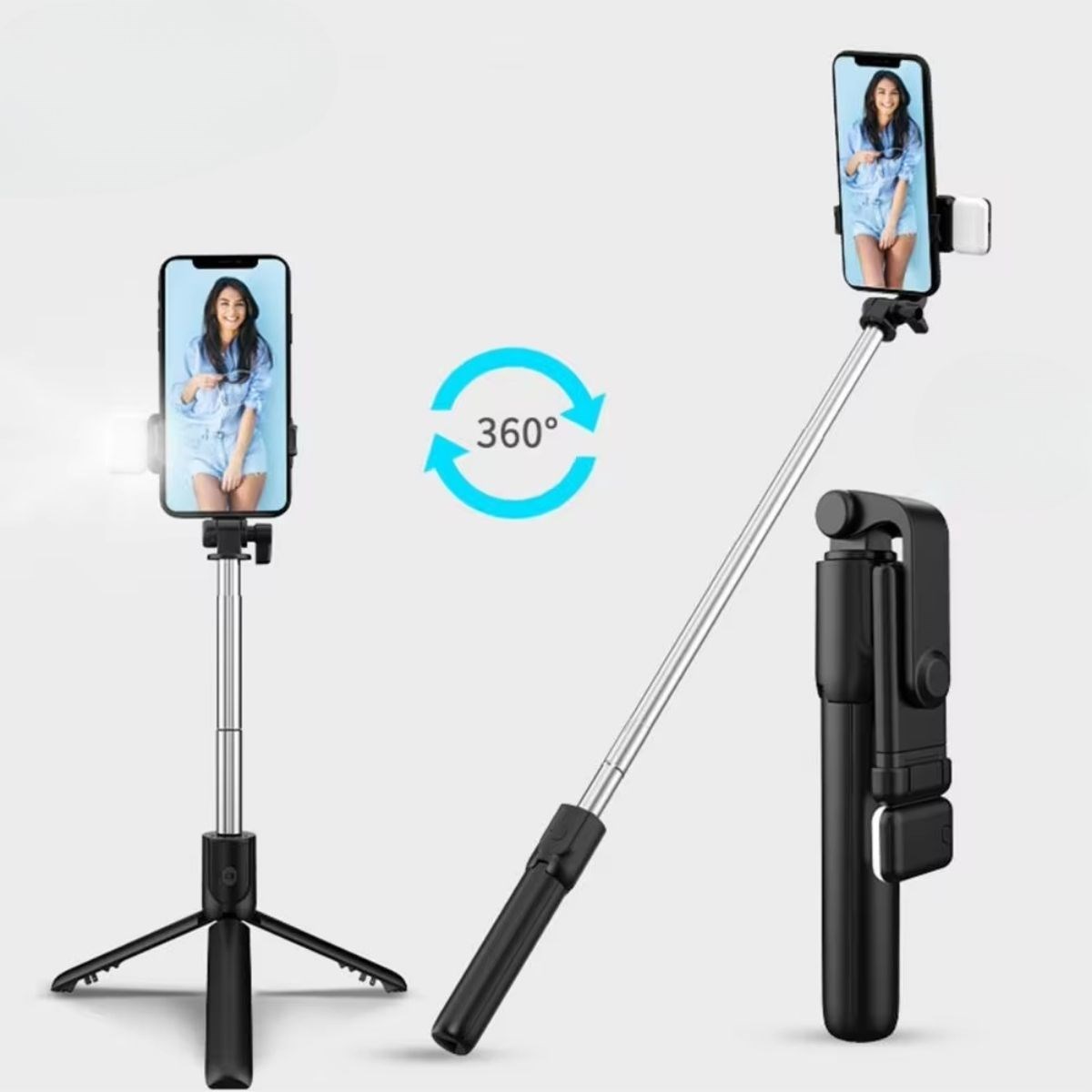 Kendiliğinden LED Işıklı Kumandalı Uzayabilen Selfie Çubuğu,Masa Üstü Tripod — Veyo — görsel 4
