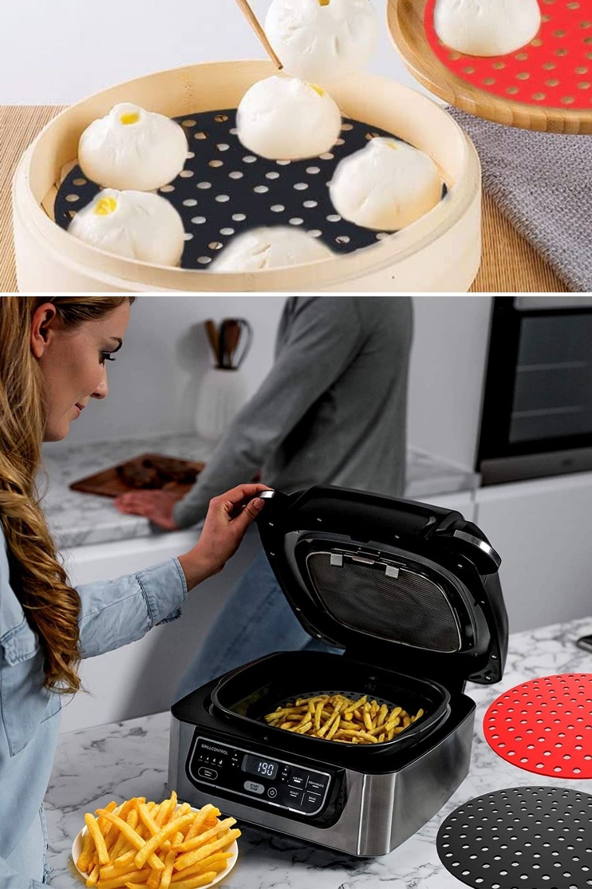 Siyah Isıya Dayanıklı Yıkanılabilir Silikon Fırın Ve Airfryer Yuvarlak Model Pişirme Matı 20 Cm — Veyo — görsel 3