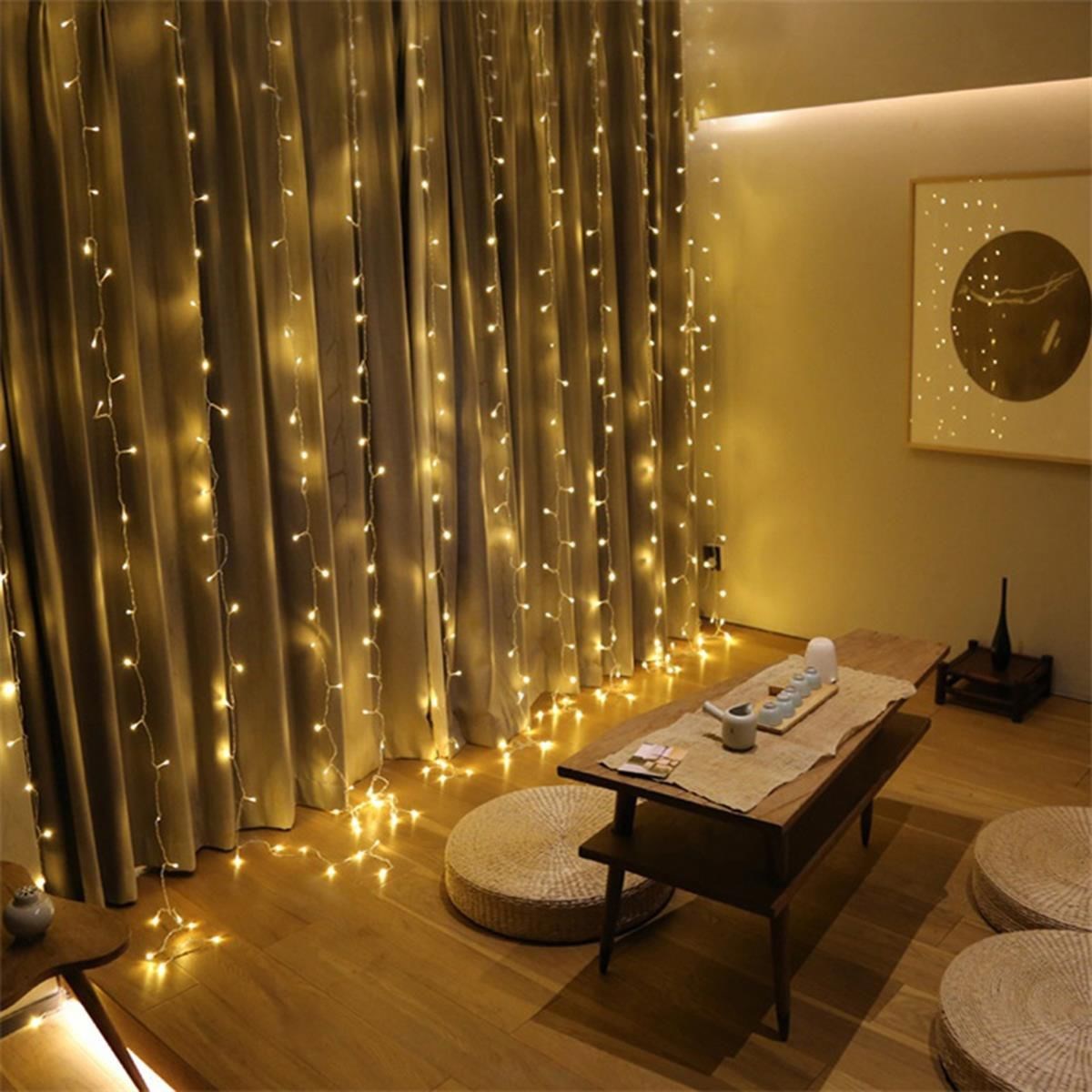 8 Fonksiyonlu 200 Led 10 Saçak Şerit Led 2x2 Perde İp Led (Gün Işığı) — Veyo — görsel 2