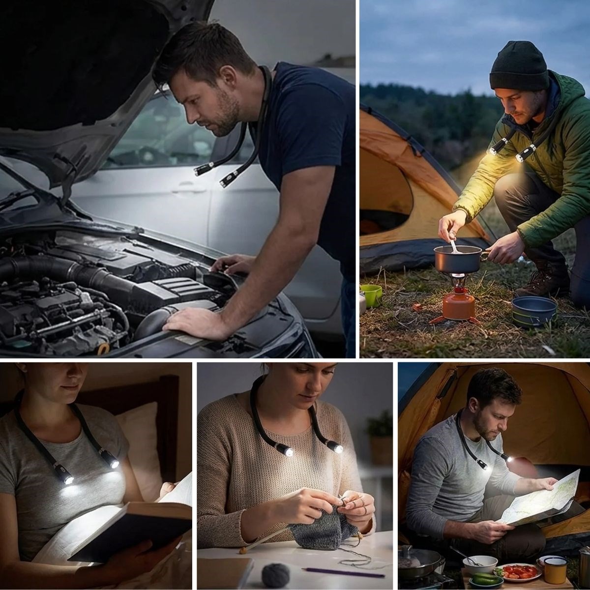 Esnek Boyun LED Okuma Lambası 4 LEDLİ 3 Işık Modlu Eller Serbest Kitap Okuma,Örgü ve Tamir Lambası — Veyo — görsel 4