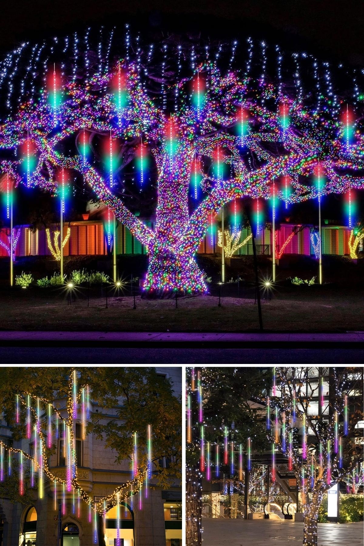 10'lu 45 CM Uzunluğunda Plastik Meteor 2m Kablo LED USB RGB Ağaç Işığı – Renk Değiştiren Asmalı Dekoratif Bahçe ve Dış Mekan Aydınlatması