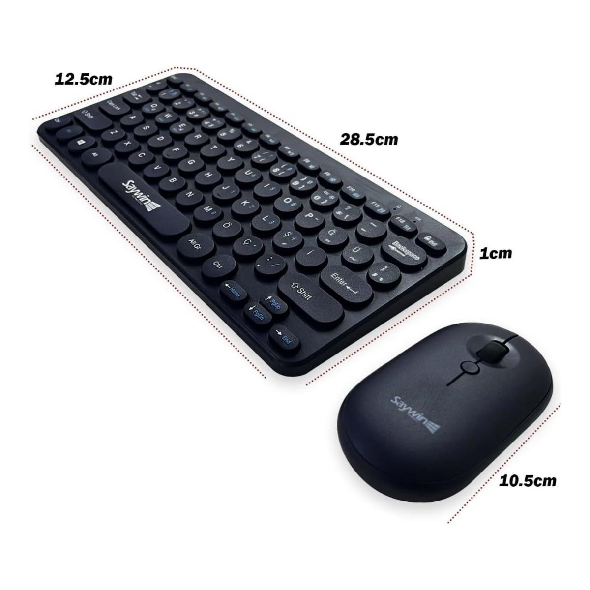 Kablosuz Lacivert Bluetooth Klavye Mouse Seti – Yuvarlak Tuşlu Tasarım, Türkçe Q Dizilim, Taşınabilir, Ev ve Ofis Kullanımına Uygun — Veyo — görsel 5