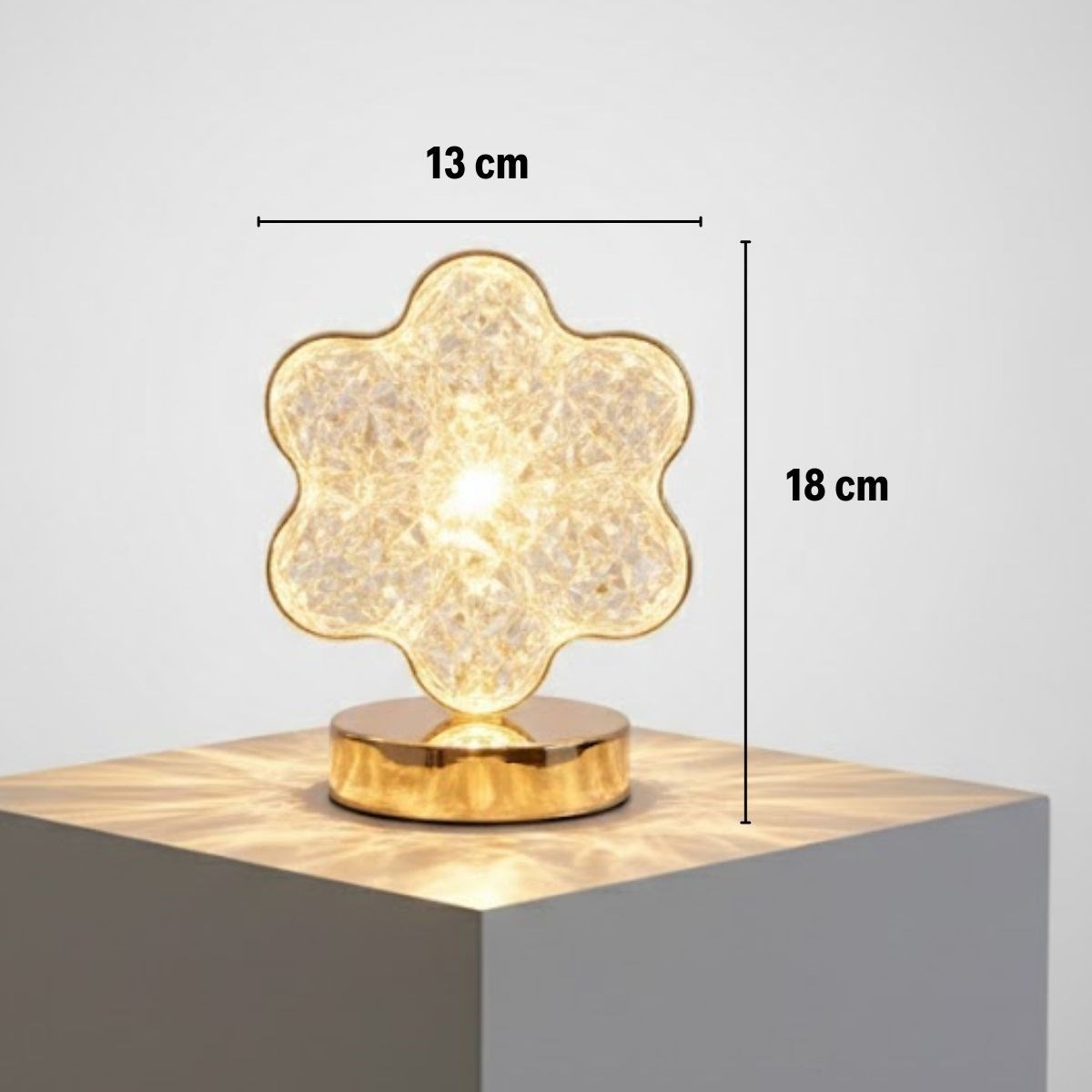 Çiçek Model Kristal LED Masa Lambası – Dokunmatik, 3 Renk Işık Modlu, Şarjlı Mini Dekoratif Gece Lambası — Veyo — görsel 5