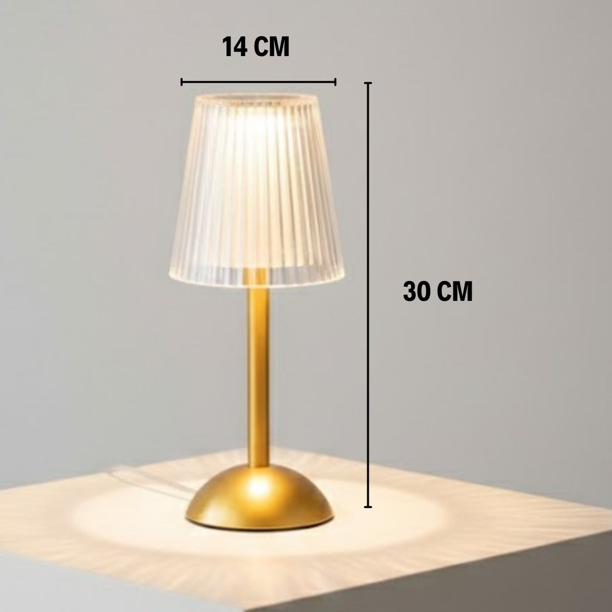 Uzun Klasik Çizgili Model LED Masa Lambası – Dokunmatik, 3 Renk Işık Modlu, Şarjlı Dekoratif Gece Lambası — Veyo — görsel 5