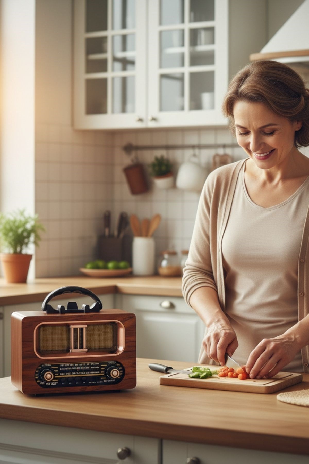 Büyük Boy Retro, Nostaljik, Ahşap Tasarım Bluetooth Hoparlörlü, Şarjlı, Taşınabilir FM/AM Destekli Radyo NS-6635 — Veyo — görsel 7