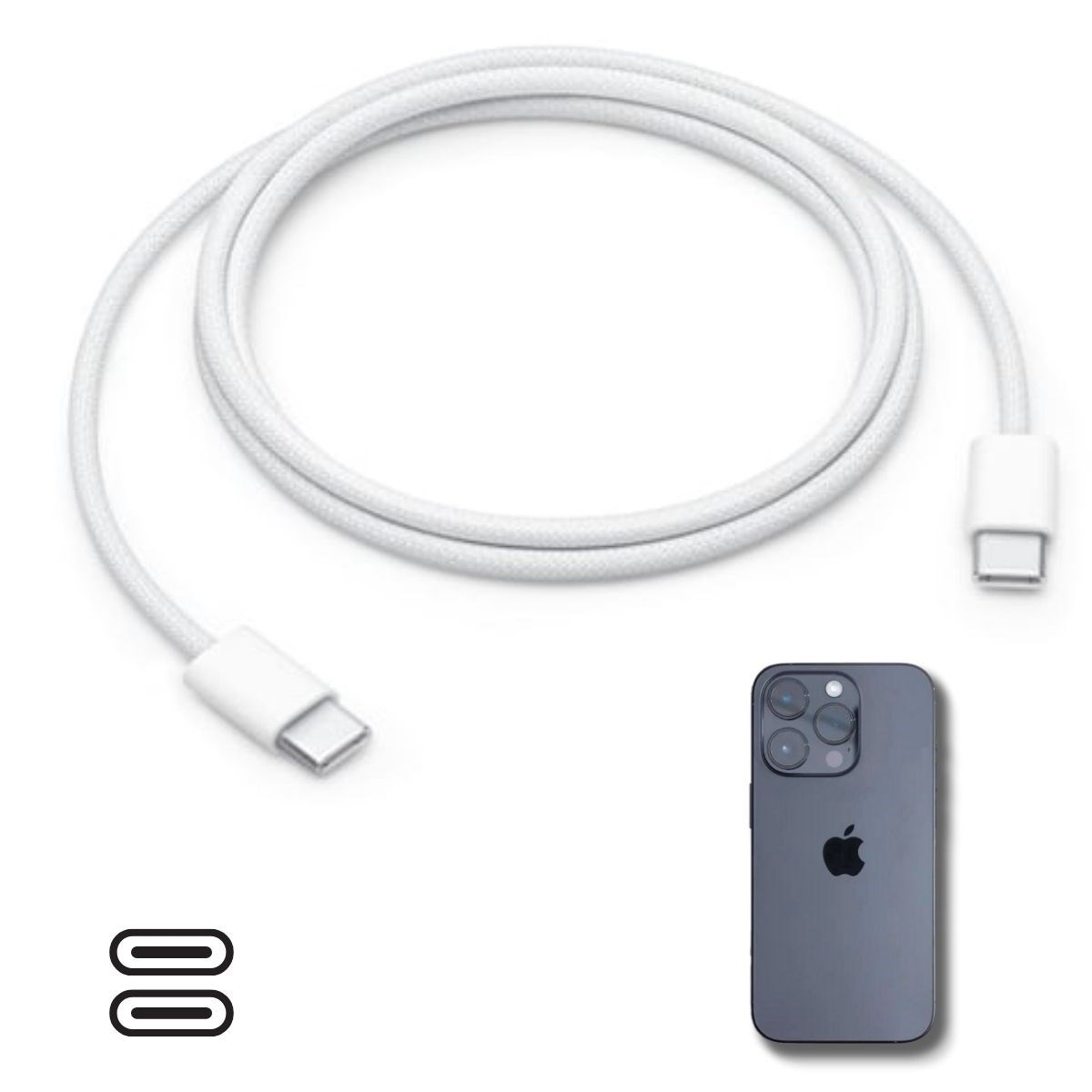 Apple 15/15 Pro Type-C to Type-C Hasır Örgü Hızlı Şarj Kablosu (1m) — Veyo