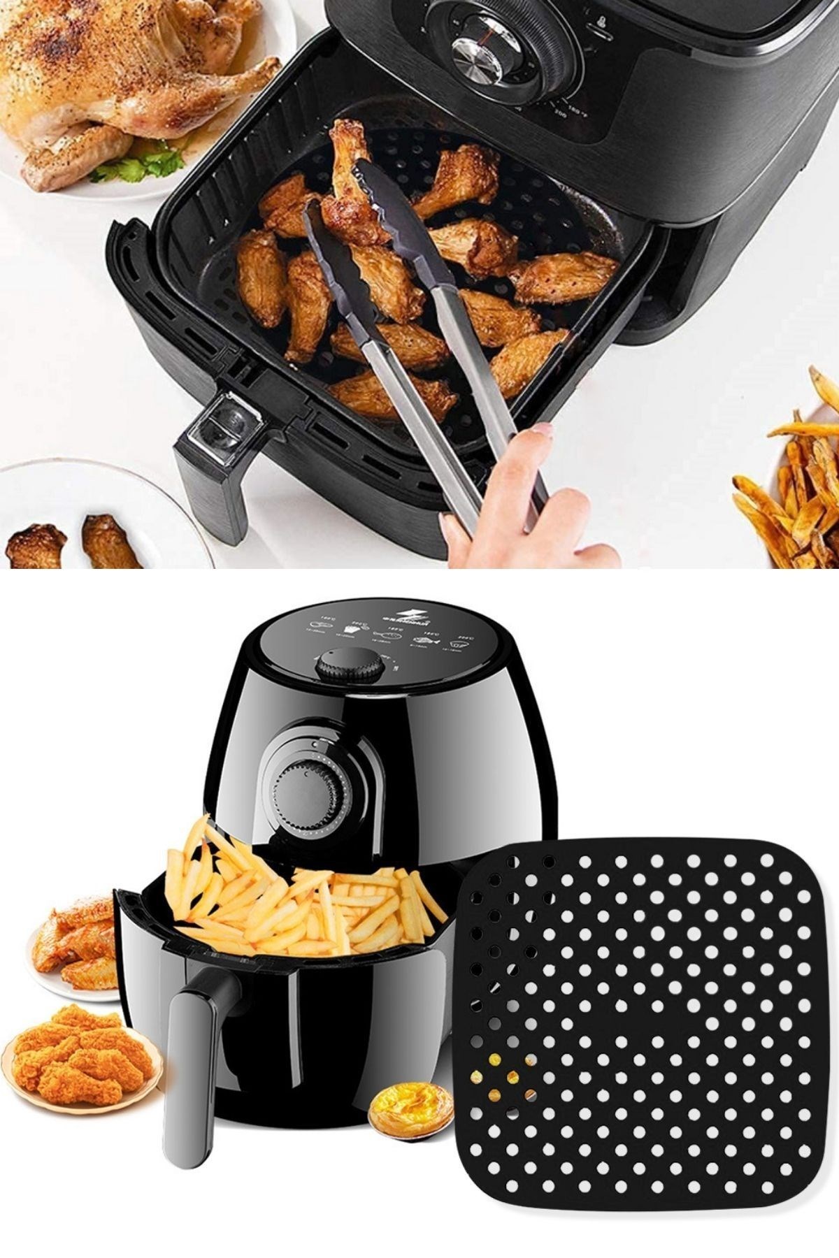 Renkli Isıya Dayanıklı Yıkanılabilir Silikon Fırın Ve Airfryer Kare Pişirme Matı 21,5 Cm — Veyo — görsel 3
