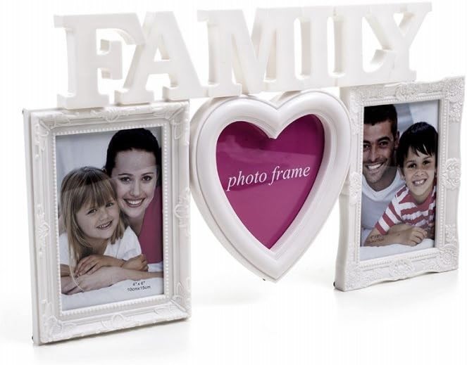 Family Yazılı Kalp Detaylı Dekoratif Fotoğraf Çerçevesi Üçlü Aile Hediyesi Kullanışlı Masaüstü