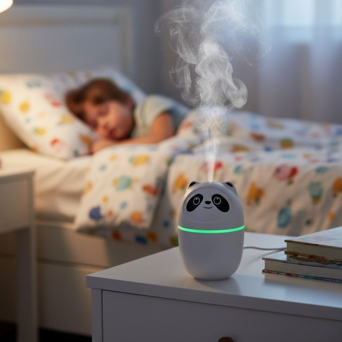 Sevimli Panda Figürlü Hava Nemlendirici – Ultrasonik Soğuk Buhar Makinesi, LED Işıklı Masaüstü Oda Nemlendirici — Veyo — görsel 3