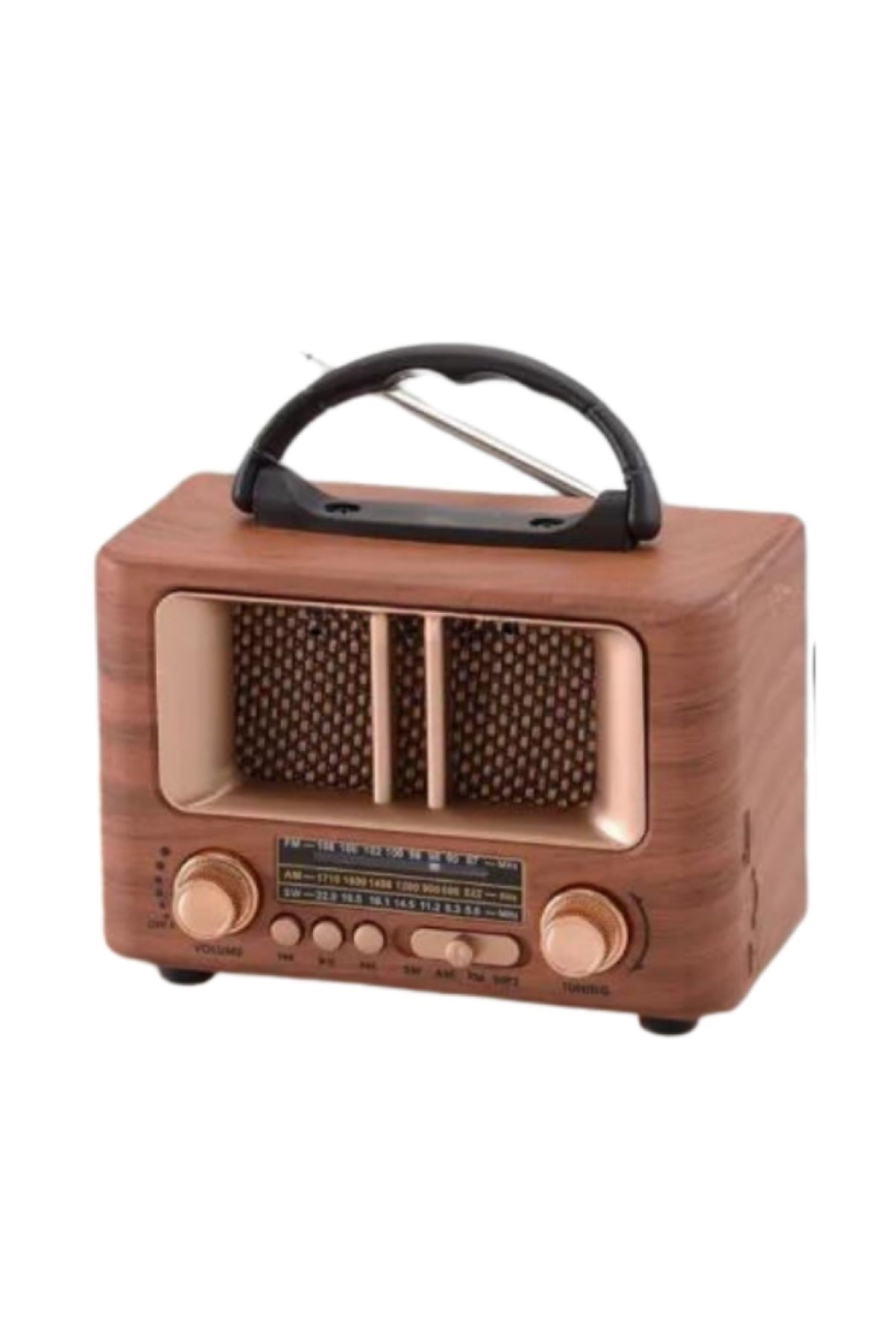 Küçük Mini Boy Retro Ahşap Tasarım Bluetooth Hoparlörlü Radyo – FM/AM Destekli, Şarjlı ve Taşınabilir Radyo NS-8108 — Veyo — görsel 8