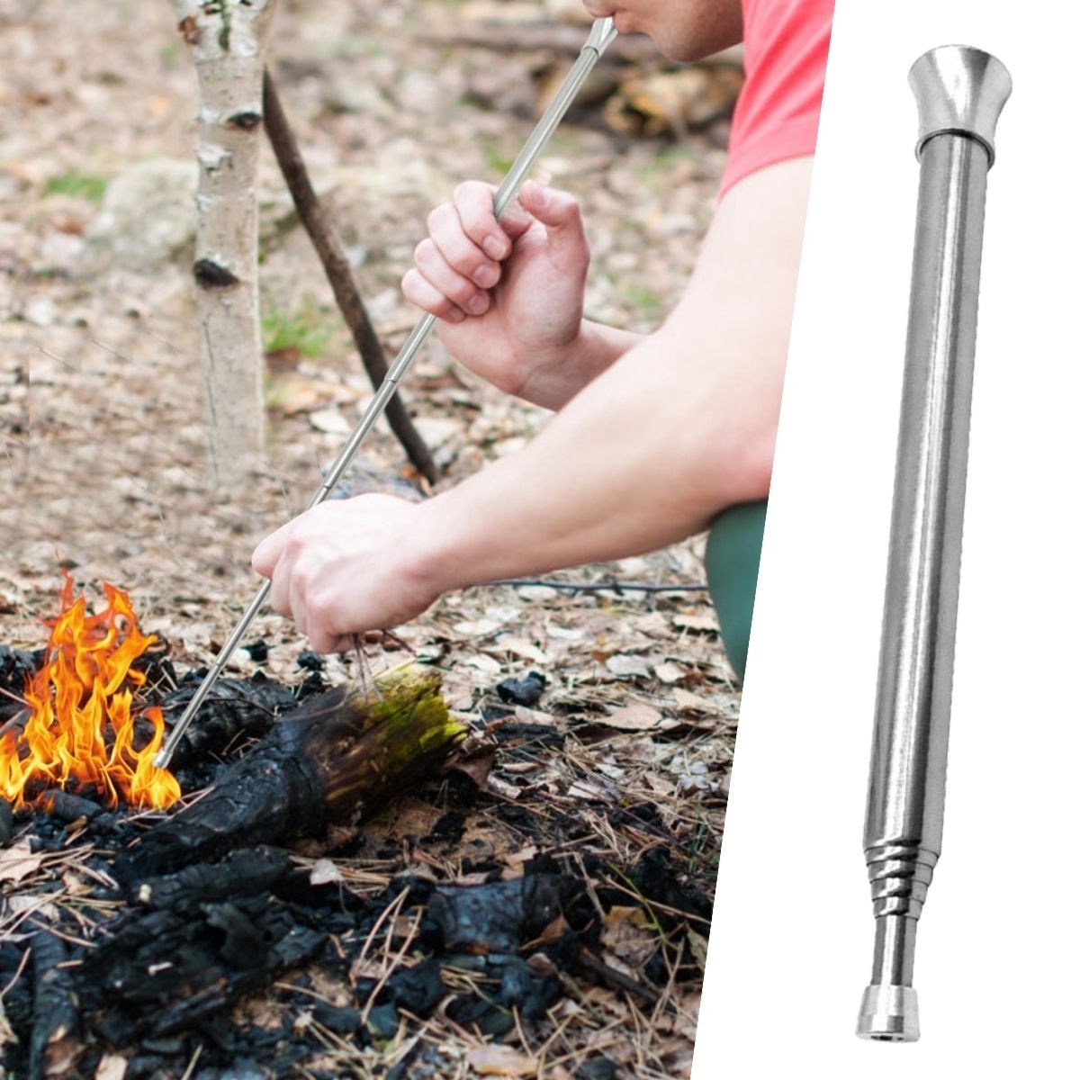 Teleskopik Ateş Başlatıcı Outdoor Üfleme Borusu 63 Cm — Veyo
