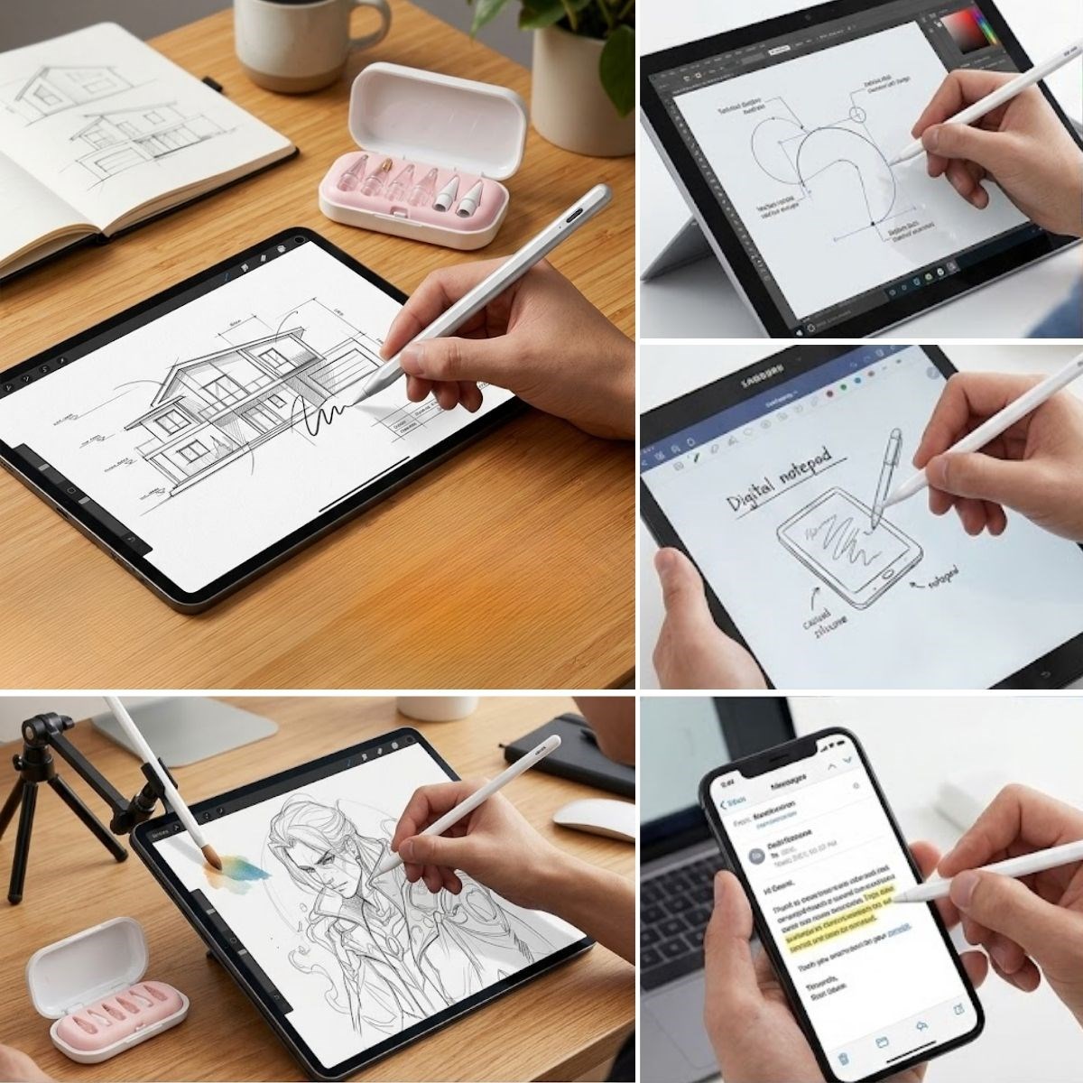 6 Adet Farklı Uçlı Universal Dokunmatik Kalem Ucu – Tablet ve Telefon Uyumlu Stylus Pen Yedek Başlıkları — Veyo — görsel 2