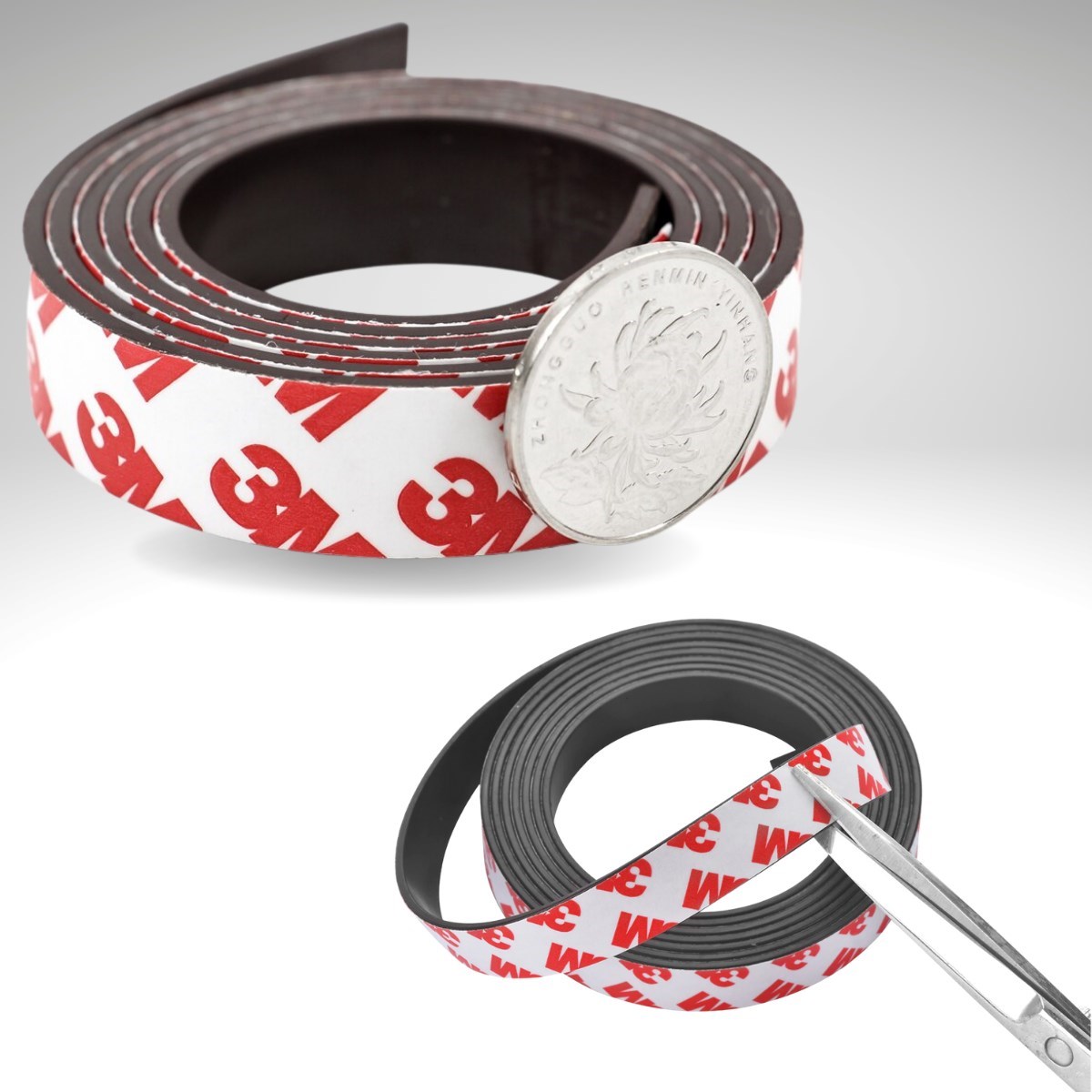 Yapışkanlı Şerit Mıknatıs Magnet Kes Kullan Güçlü Sağlam Rulo Çıkarılması Kolay Siyah 2cm x 1 mt — Veyo — görsel 2