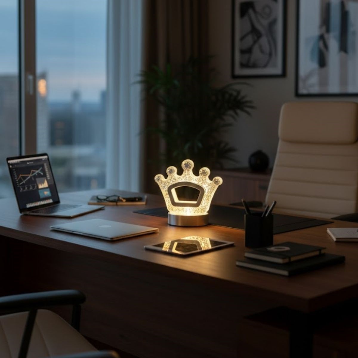 Kral Tacı Model Kristal LED Masa Lambası – Dokunmatik, 3 Renk Işık Modlu, Şarjlı Mini Dekoratif Gece Lambası — Veyo — görsel 4